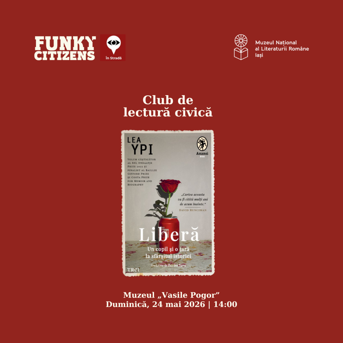 Club de lectură civică la Muzeul „Vasile Pogor”