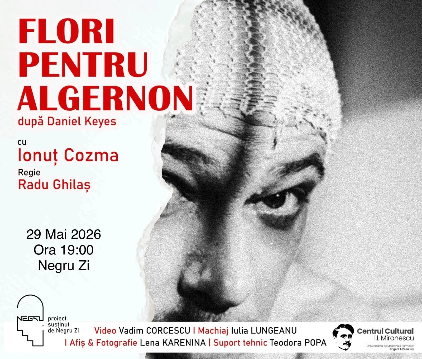 „Flori pentru Algernon”, o nouă reprezentație la Negru Zi 