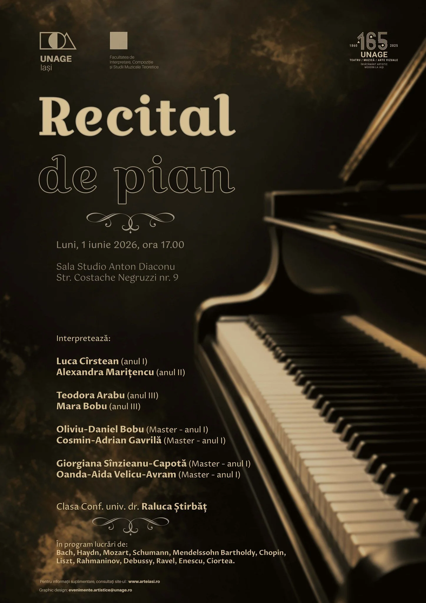Recital de pian la UNAGE