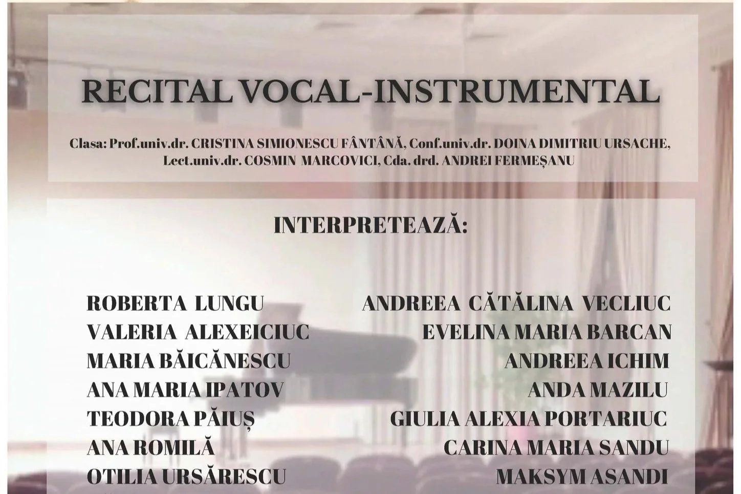 Recital vocal-instrumental la Casa Balș