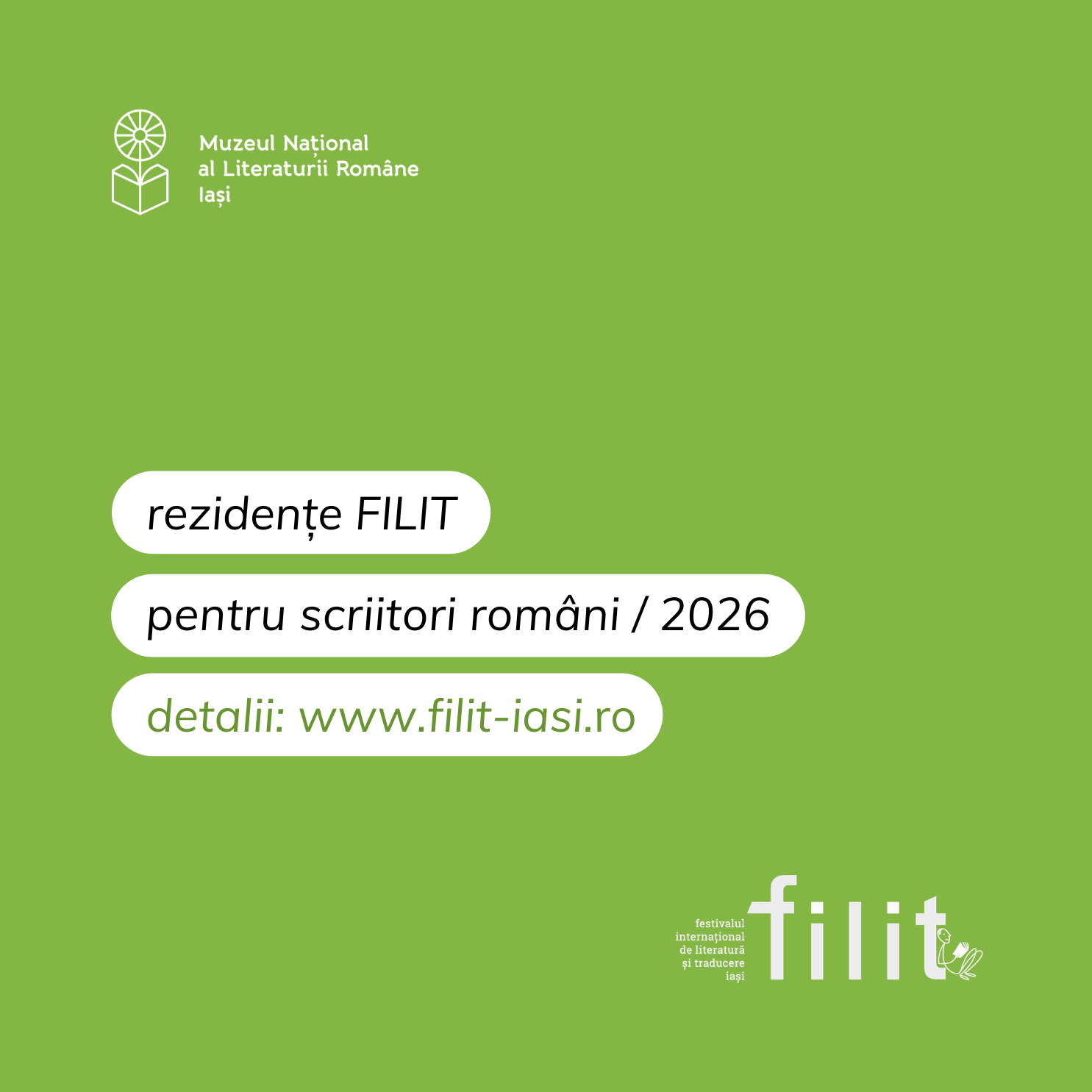 Rezidențe FILIT pentru scriitori români/2026