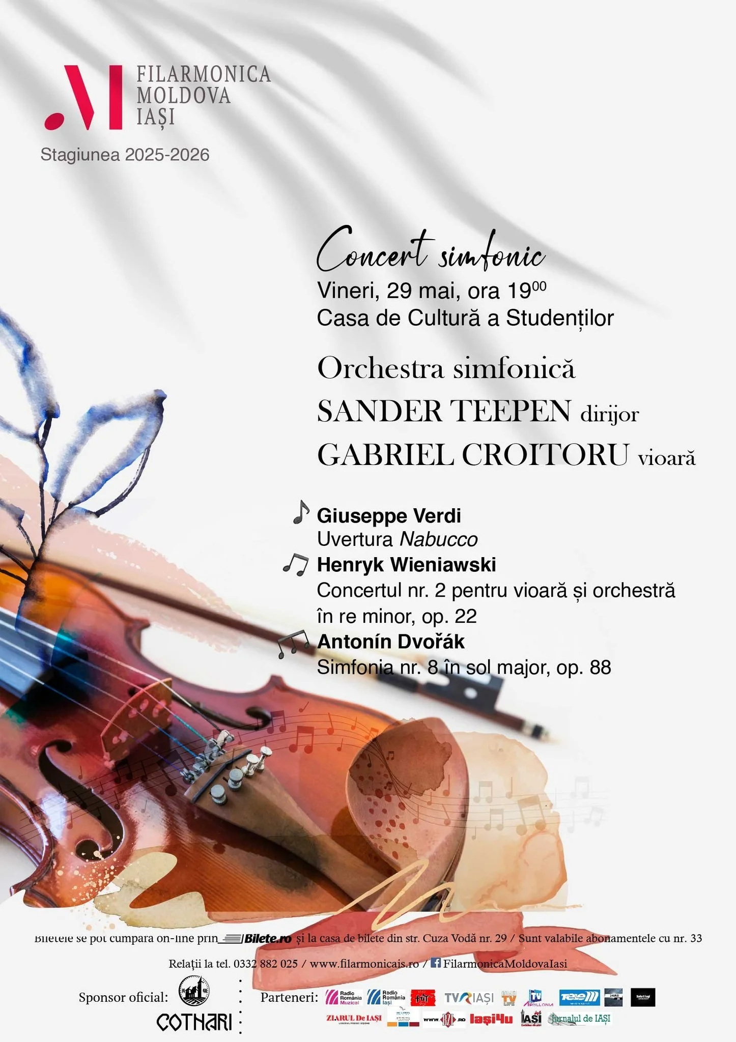 Concert simfonic, vineri, 29 mai, la CCS