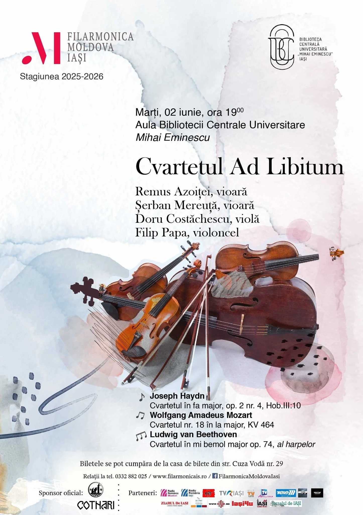 Concert cameral: Cvartetul Ad Libitum la BCU, în 2 iunie