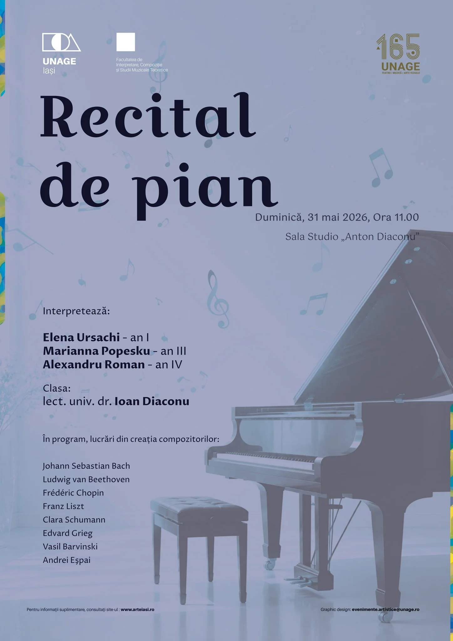 Recital de pian la UNAGE, 31 mai