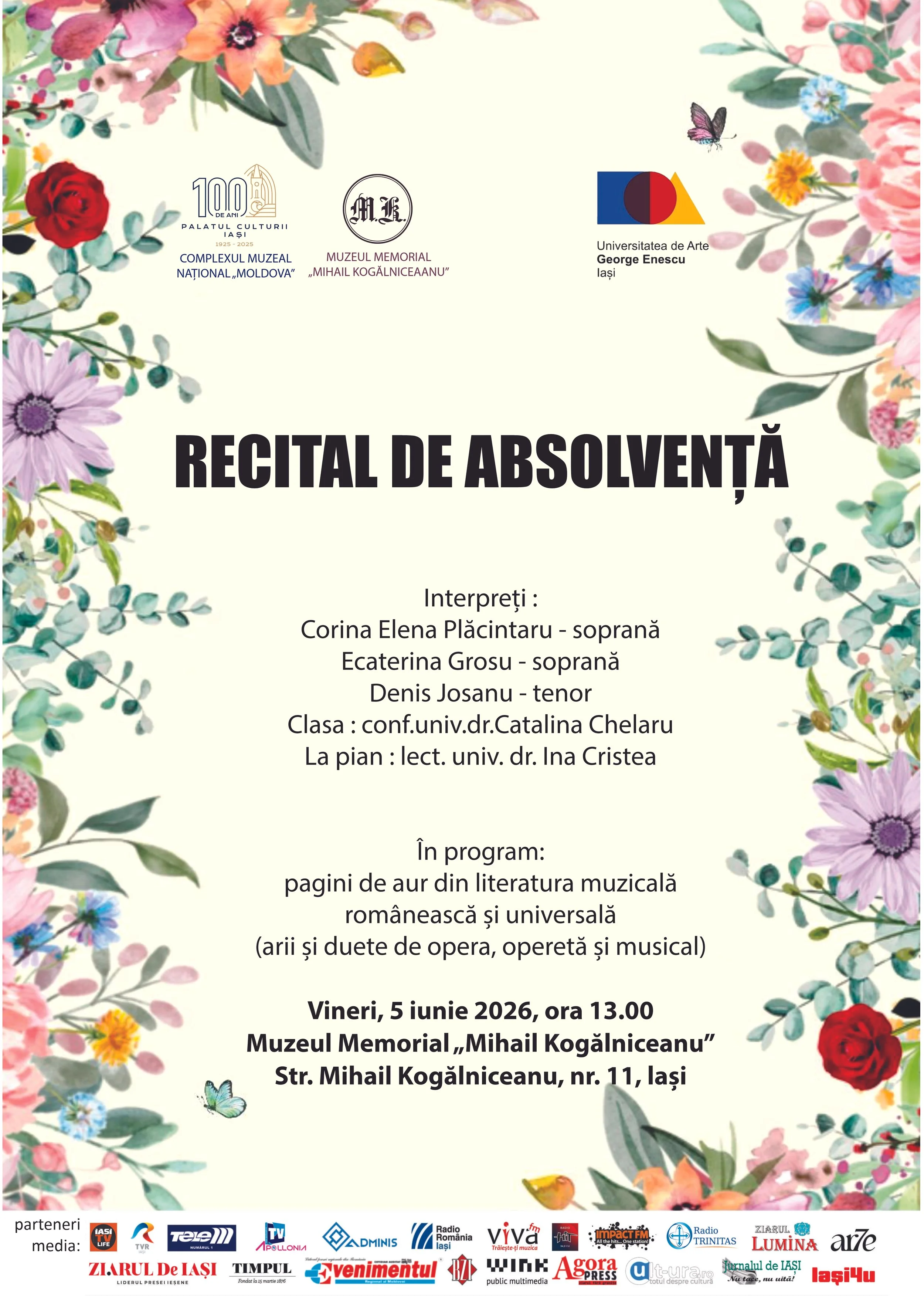 Recital de Absolvență la Muzeul Memorial „Mihail Kogălniceanu”