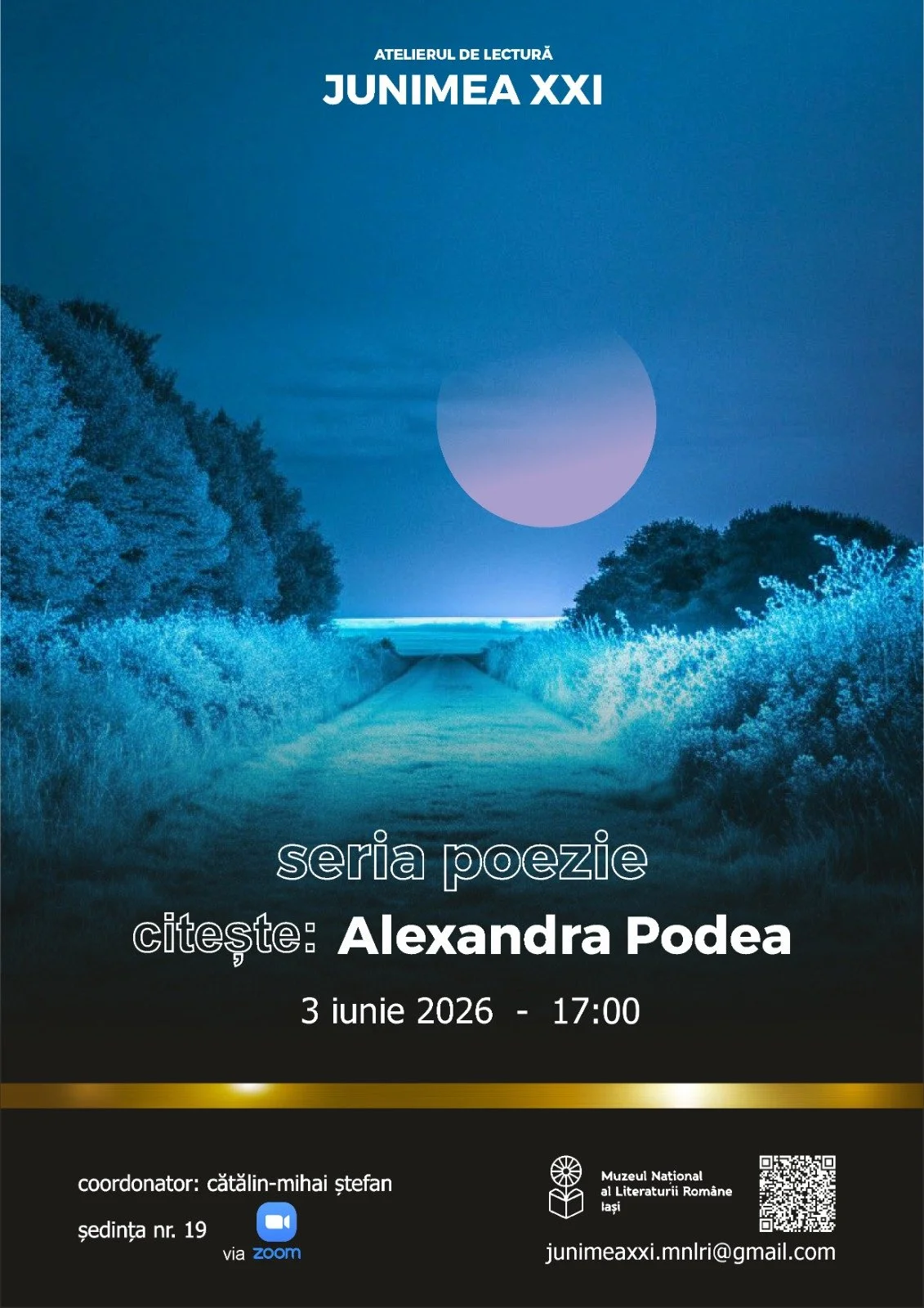 Alexandra Podea citește poezie la Atelierul Junimea XXI 