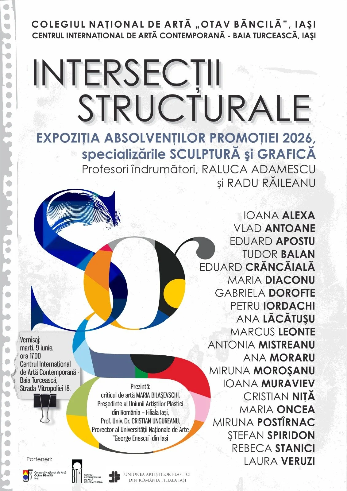 „Intersecții structurale”, expoziția absolvenților promoției 2026 Sculptură și Grafică