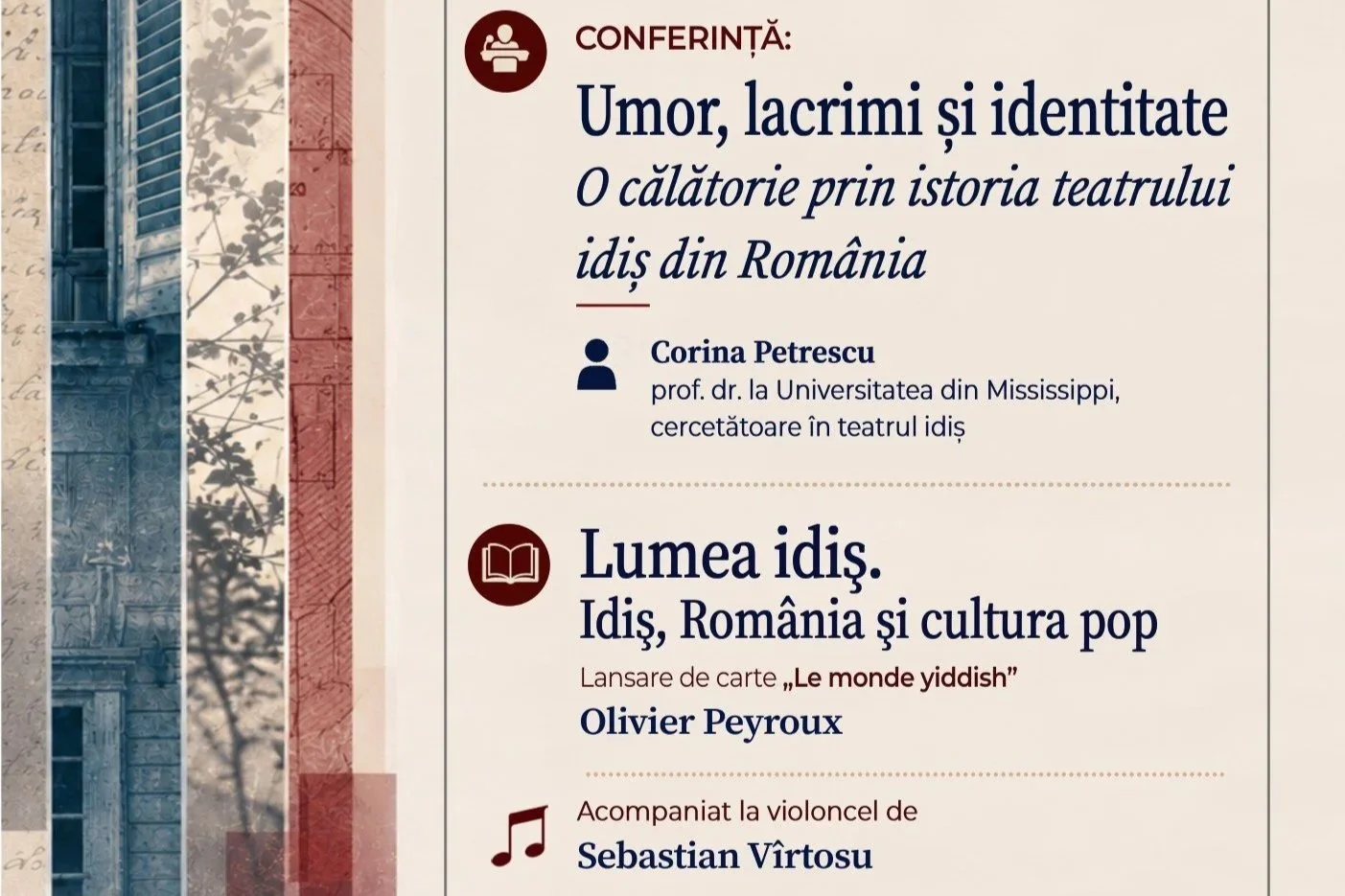 „Fațete ale memoriei evreiești”, evenimente dedicate culturii idiș