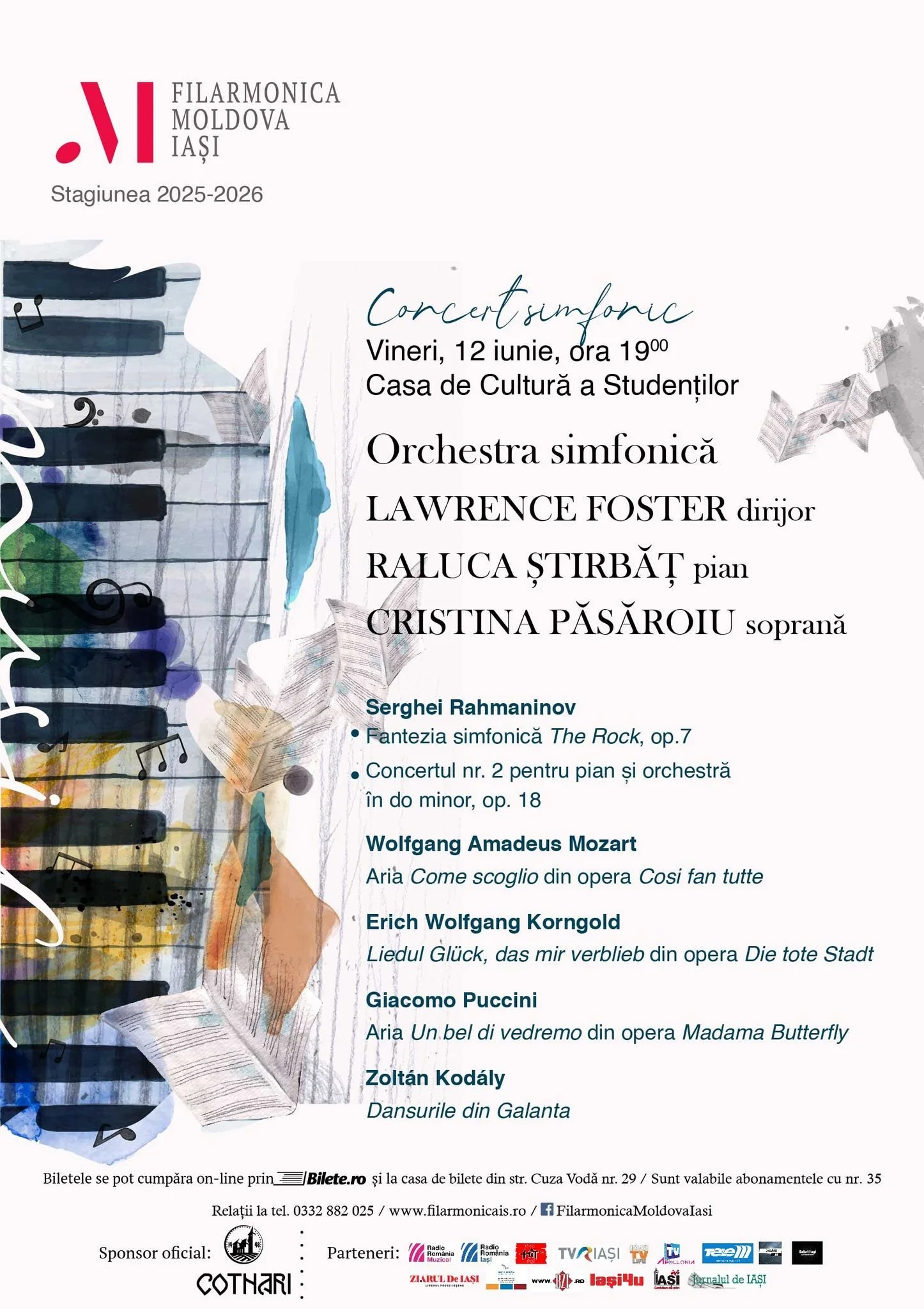Concert simfonic, vineri, 12 iunie, la Casa de Cultură a Studenților 