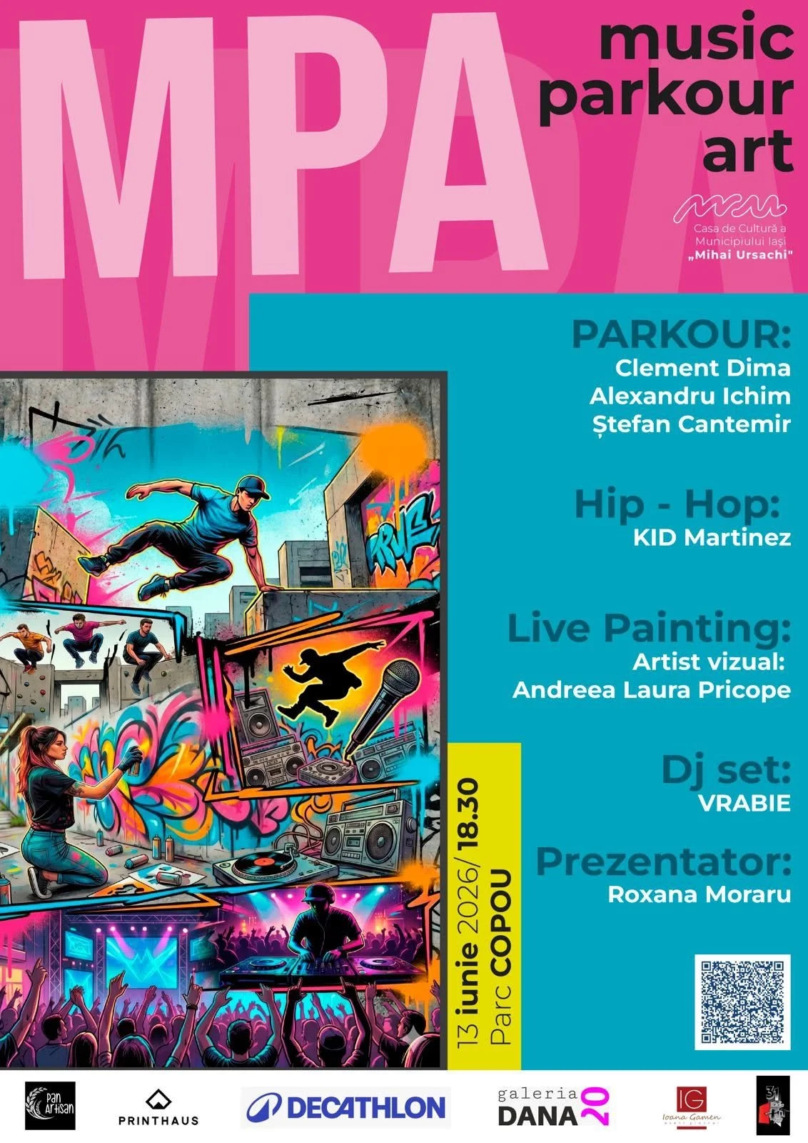Music, Parkour, Art în Parcul Copou