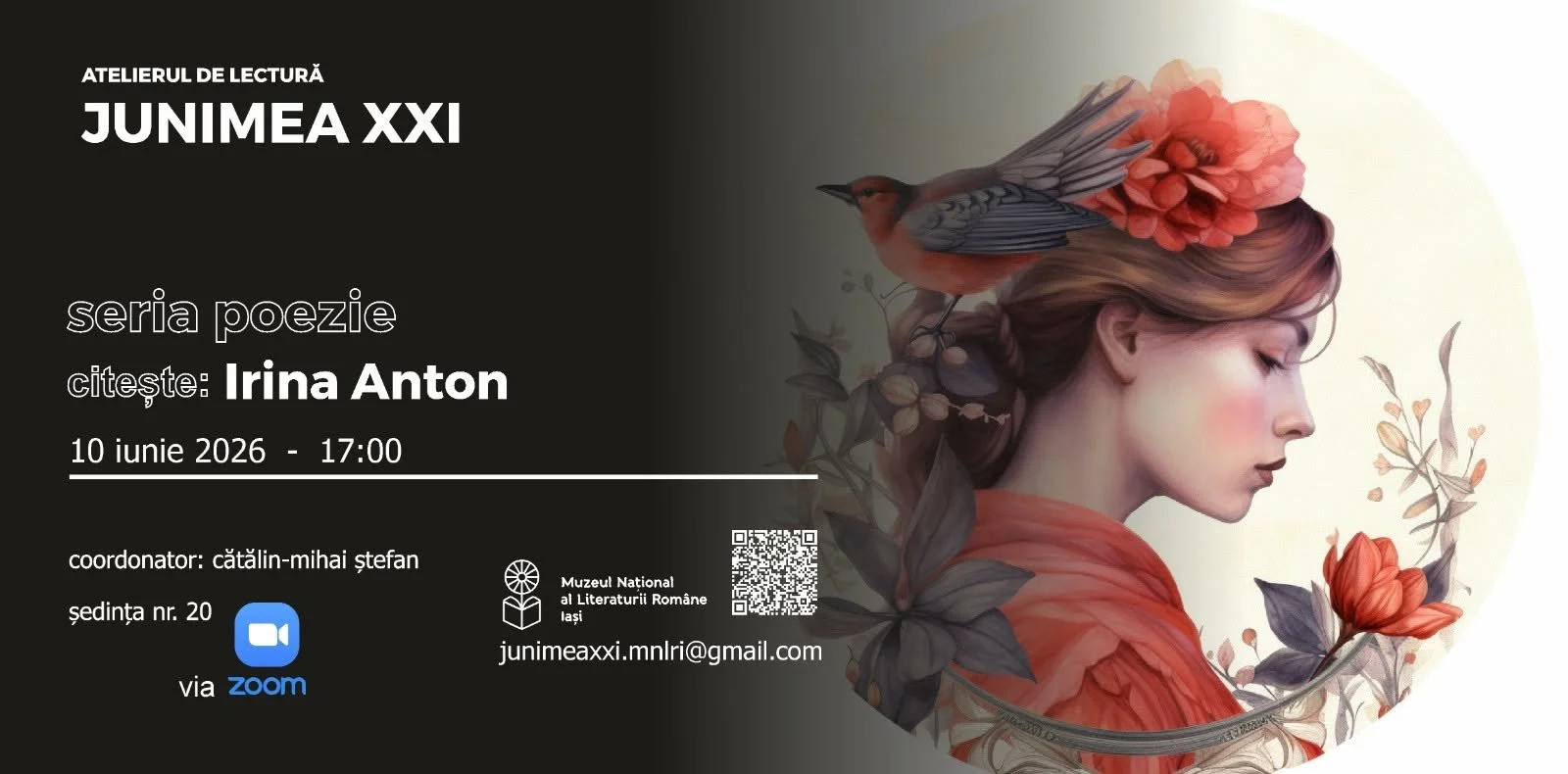 Irina Anton citește poezie la Atelierul Junimea XXI