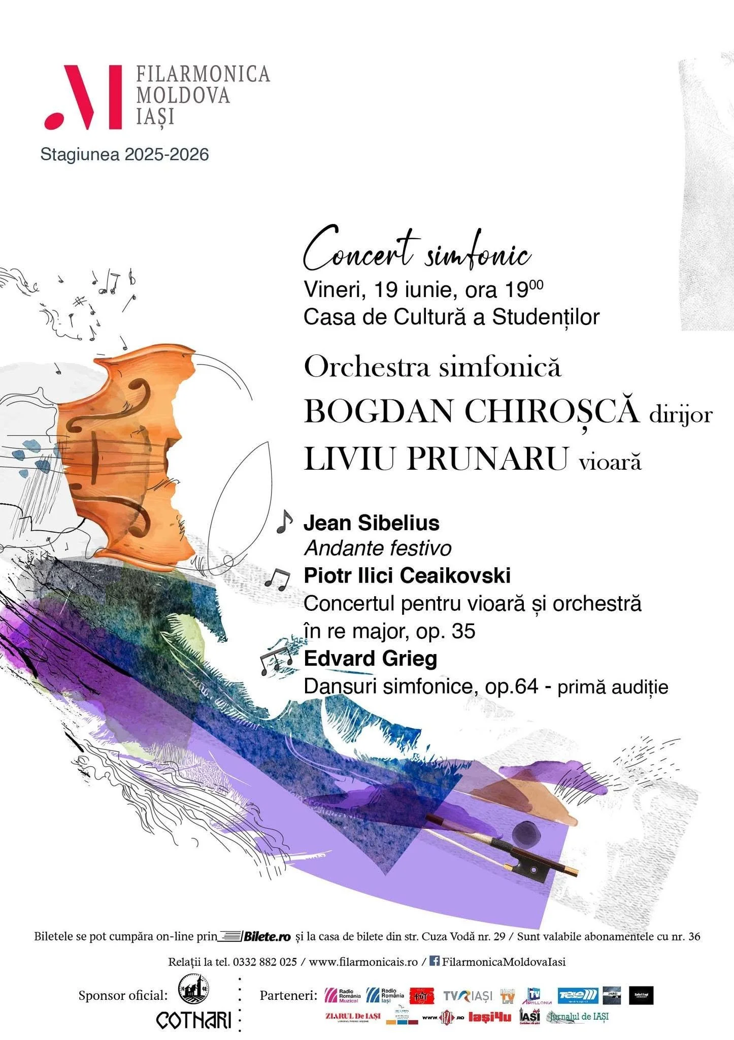 Concert simfonic, vineri, 19 iunie, la Casa de Cultură a Studenților