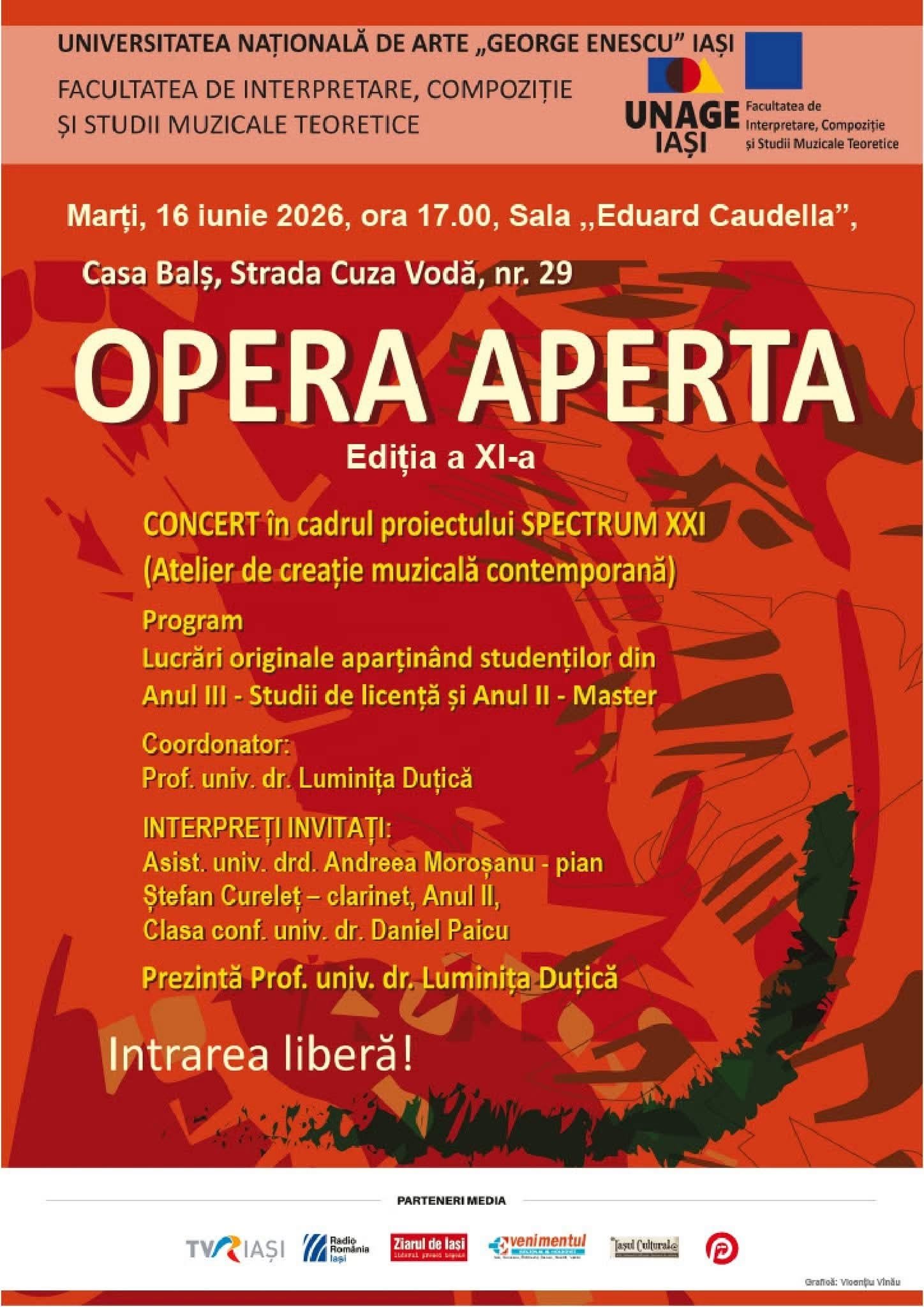 Concert „Opera Aperta” la sala „Eduard Caudella”