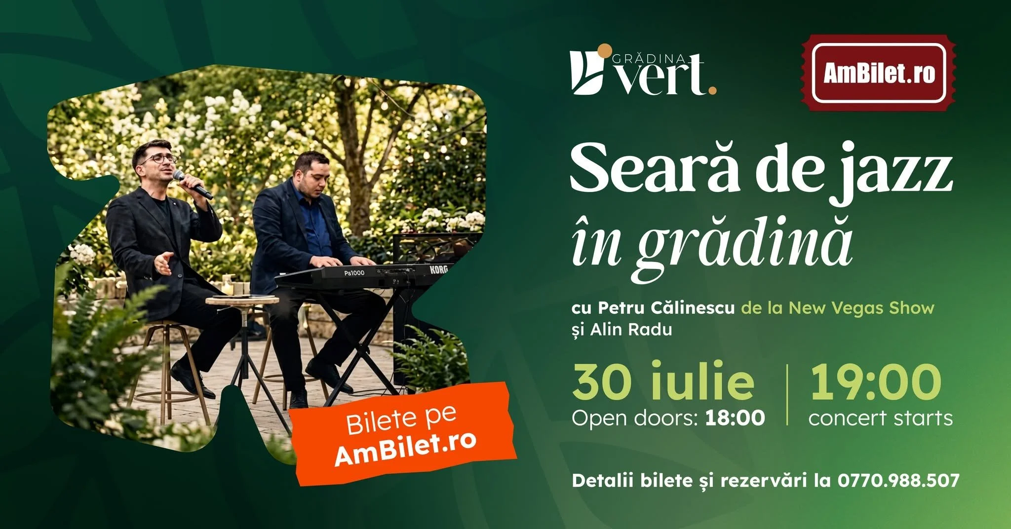 Seară de jazz în grădină, cu Petru Călinescu și Alin Radu