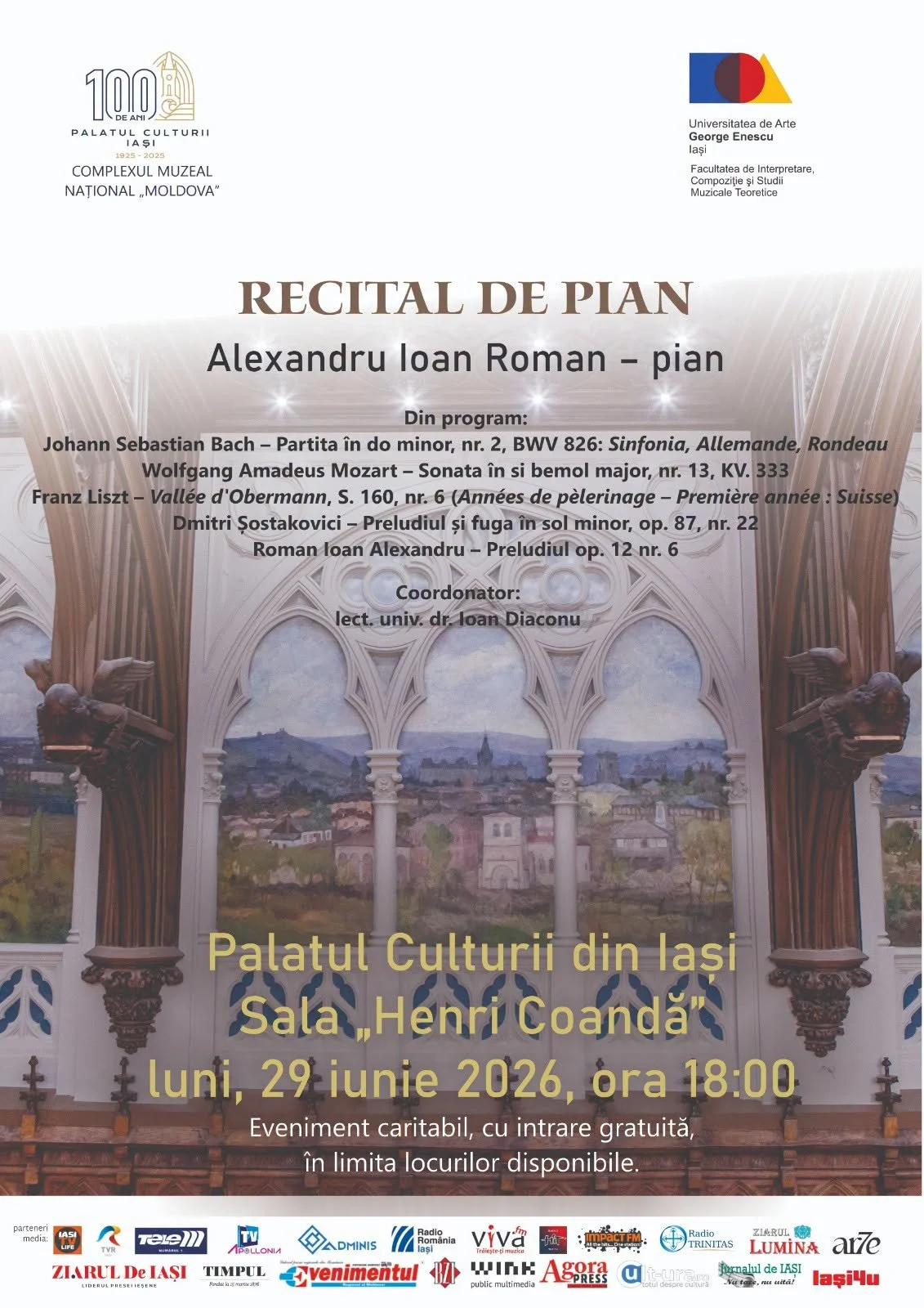 Recital de pian susținut de Alexandru Ioan Roman