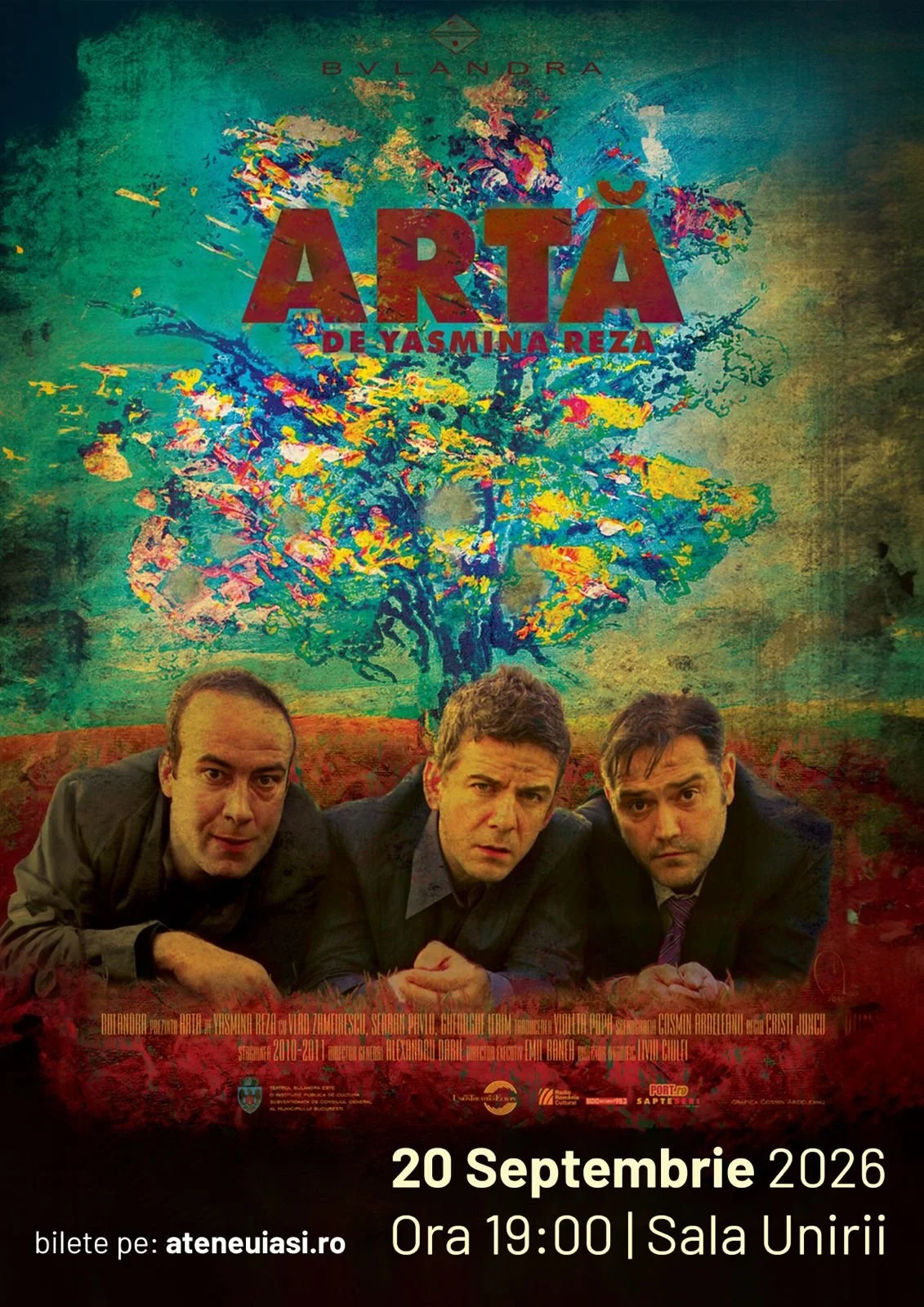 Spectacolul „Artă”, în regia lui Cristi Juncu, în 20 septembrie la Sala Unirii