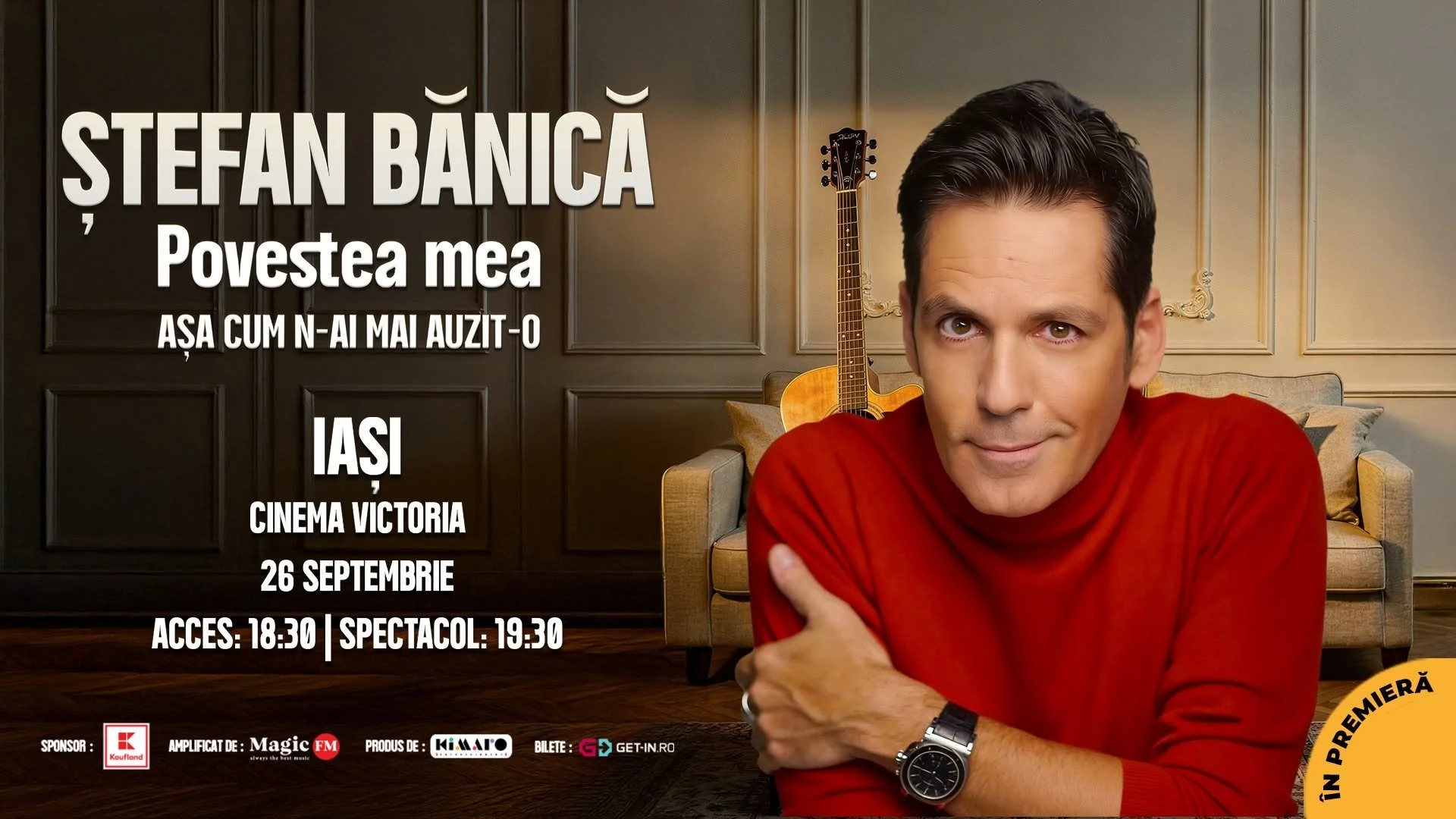 Ștefan Bănică și „Povestea mea”, în premieră la Sala Unirii