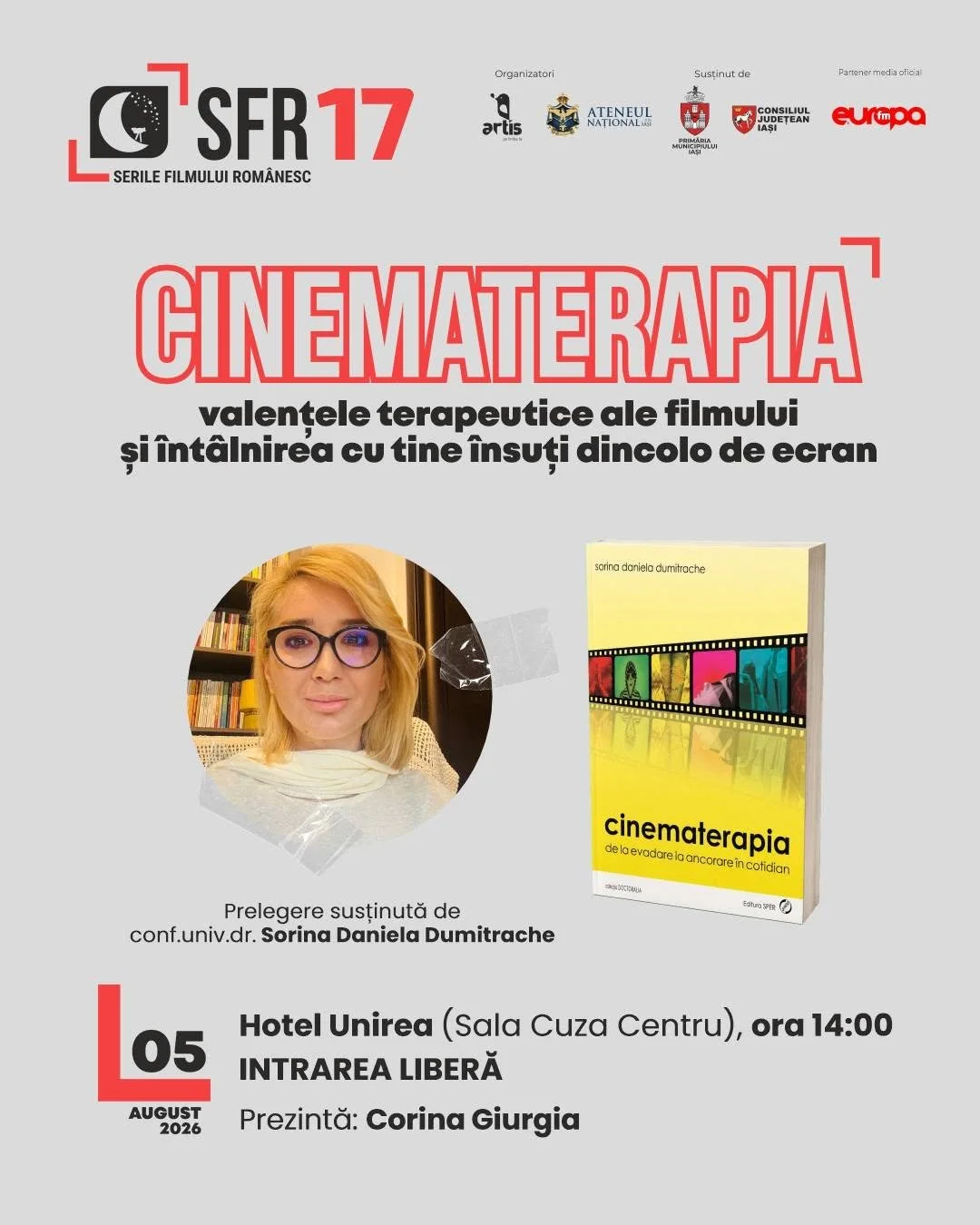 „Cinematerapia”, prelegere susținută de Sorina Daniela Dumitrache în SFR