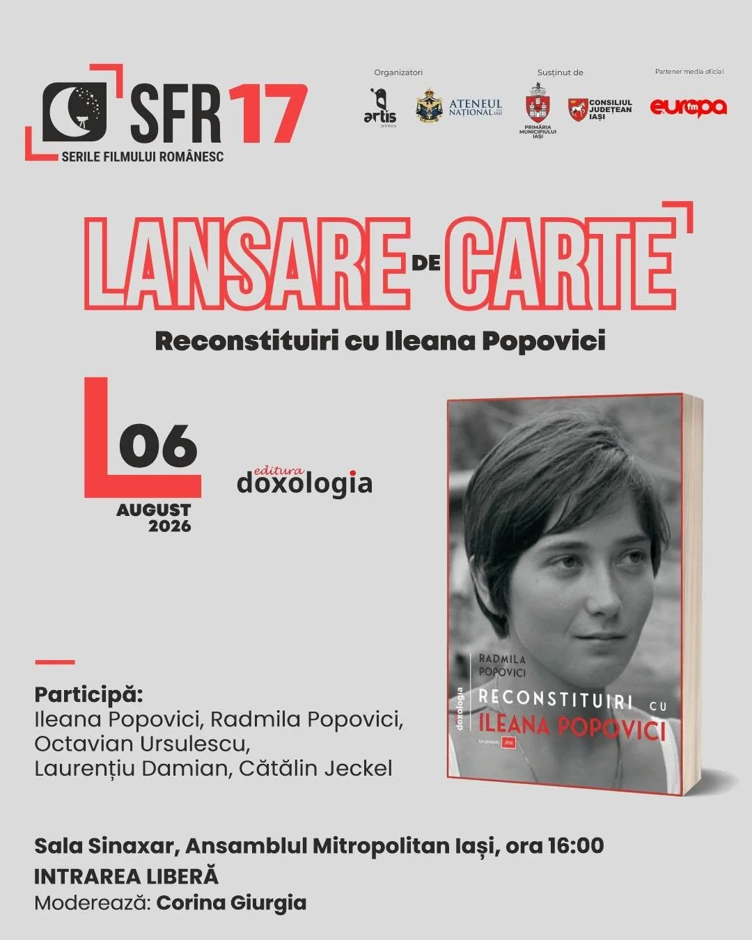 „Reconstituiri cu Ileana Popovici”, lansare de carte în SFR 2026