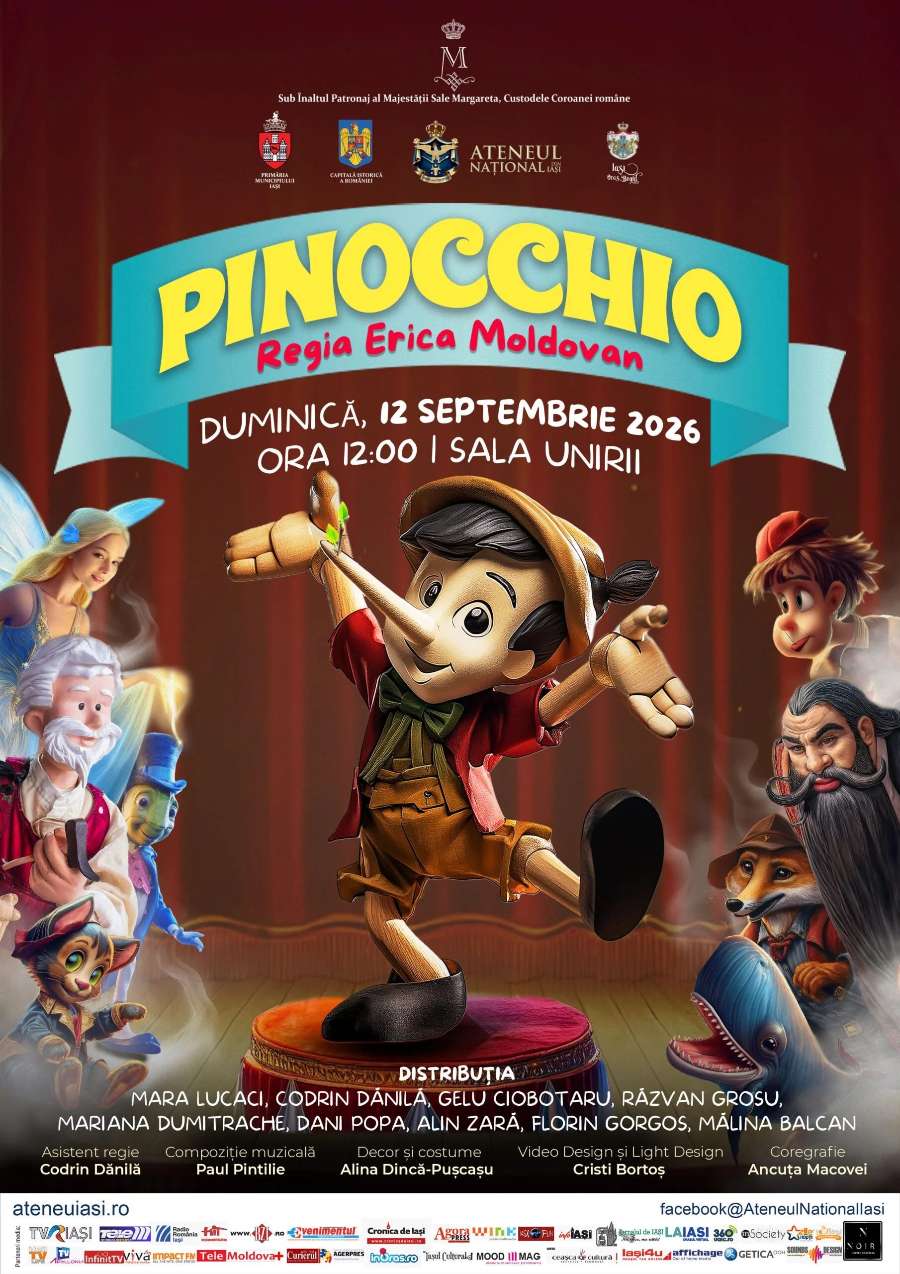 Teatru pentru copii: „Pinocchio”, în 12 septembrie la Sala Unirii