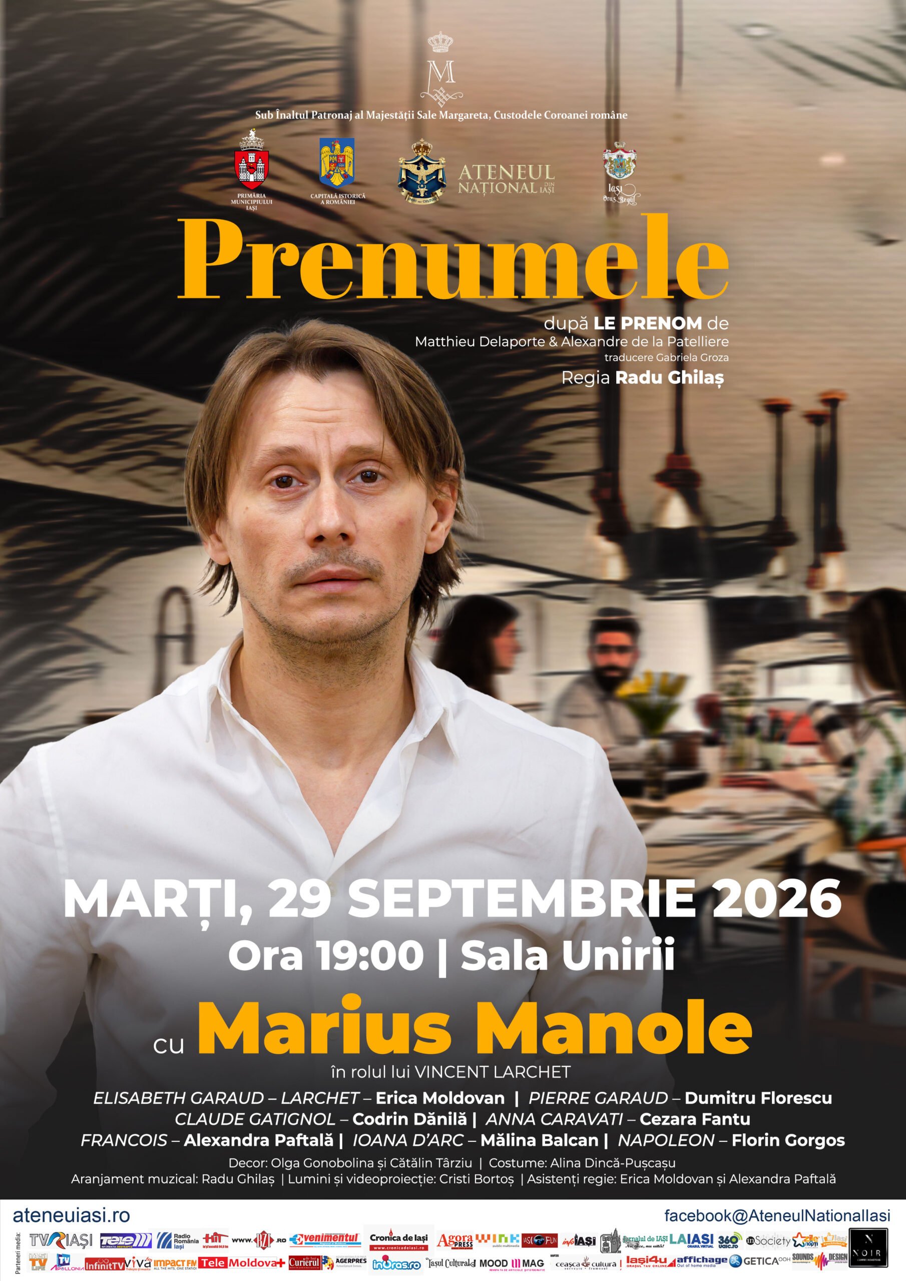 „Prenumele”, cu Marius Manole, o nouă reprezentație la Sala Unirii, în 29 septembrie