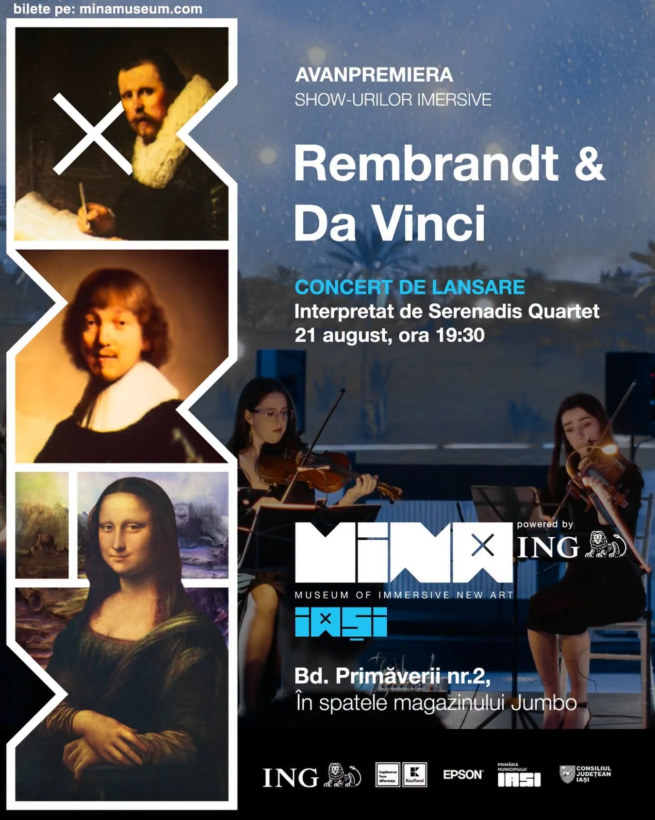 Concert de lansare show-uri imersive: Rembrandt &amp; Da Vinci, la MINA Iași