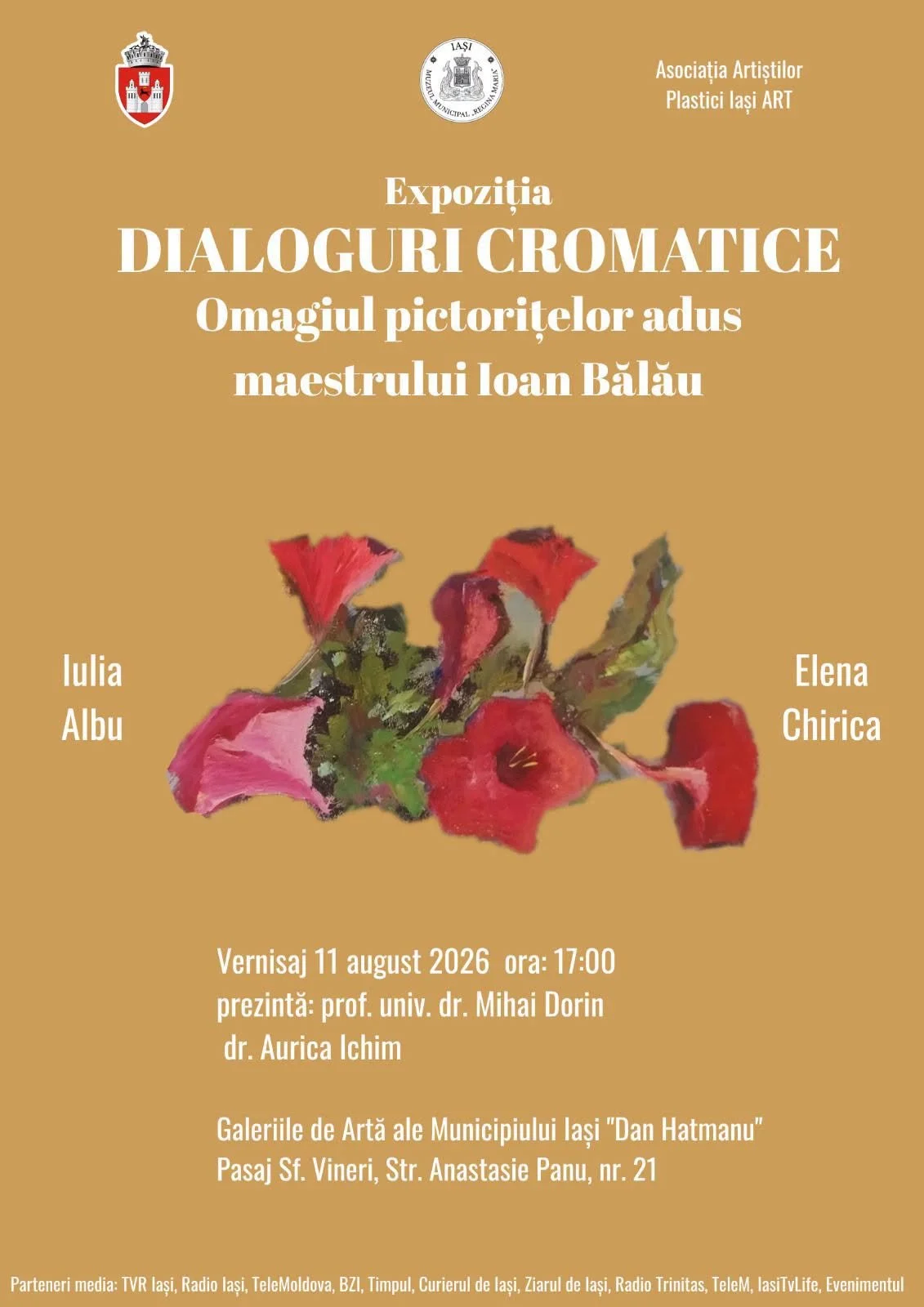 „Dialoguri cromatice”, o expoziție semnată de Iulia Albu și Elena Chirica, omagiu lui Ioan Bălău