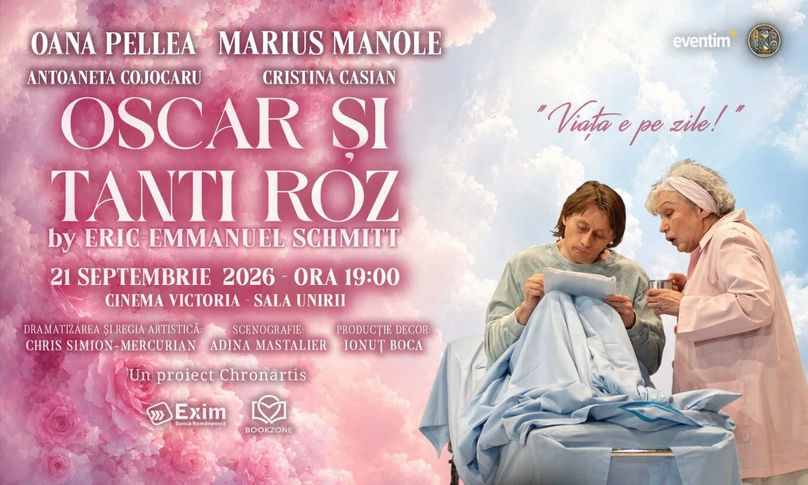 „Oscar și Tanti Roz”, cu Marius Manole și Oana Pellea, în 21 septembrie la Sala Unirii