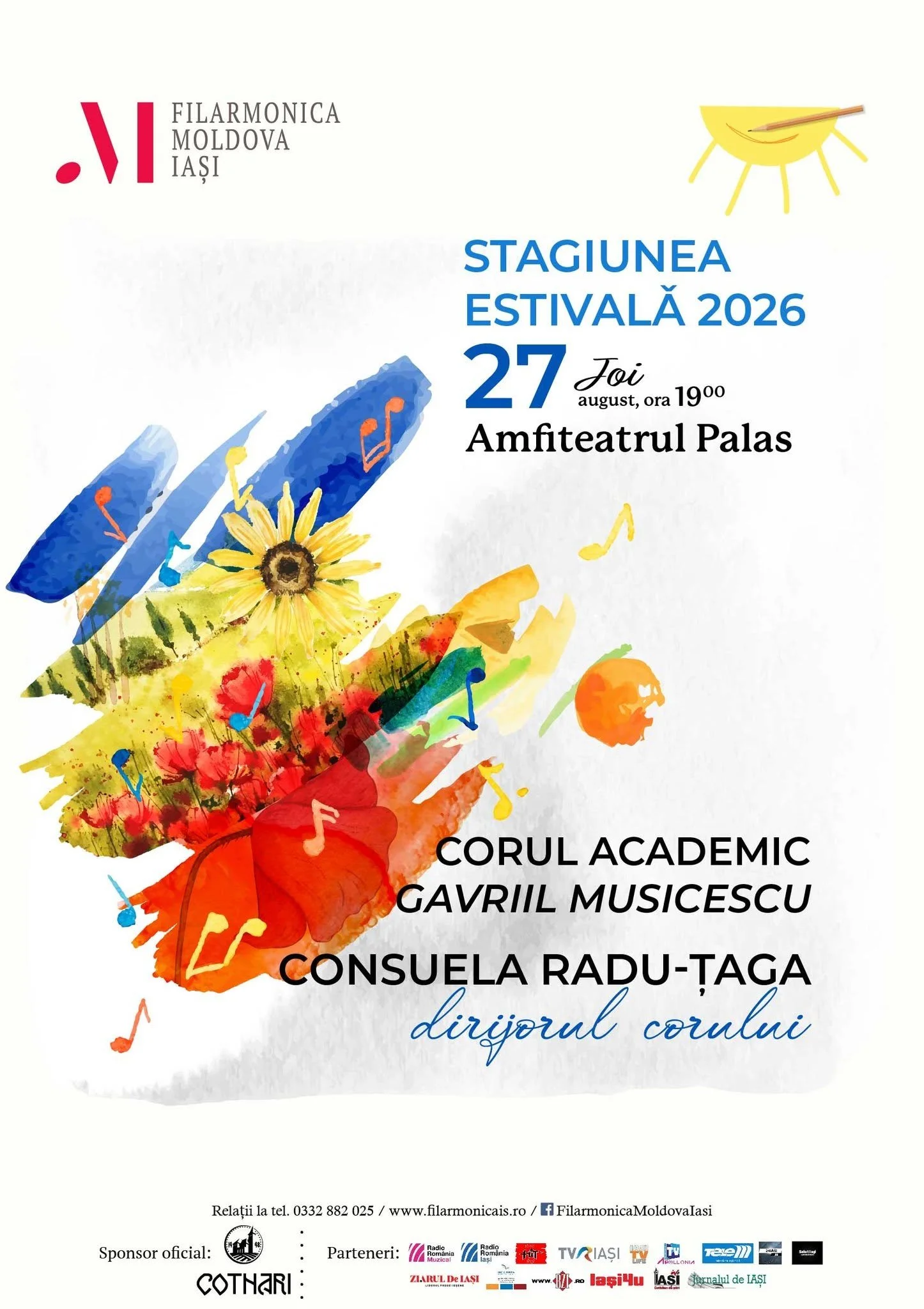 Concert al Filarmonicii „Moldova” Iași la Amfiteatrul Palas, în 27 august