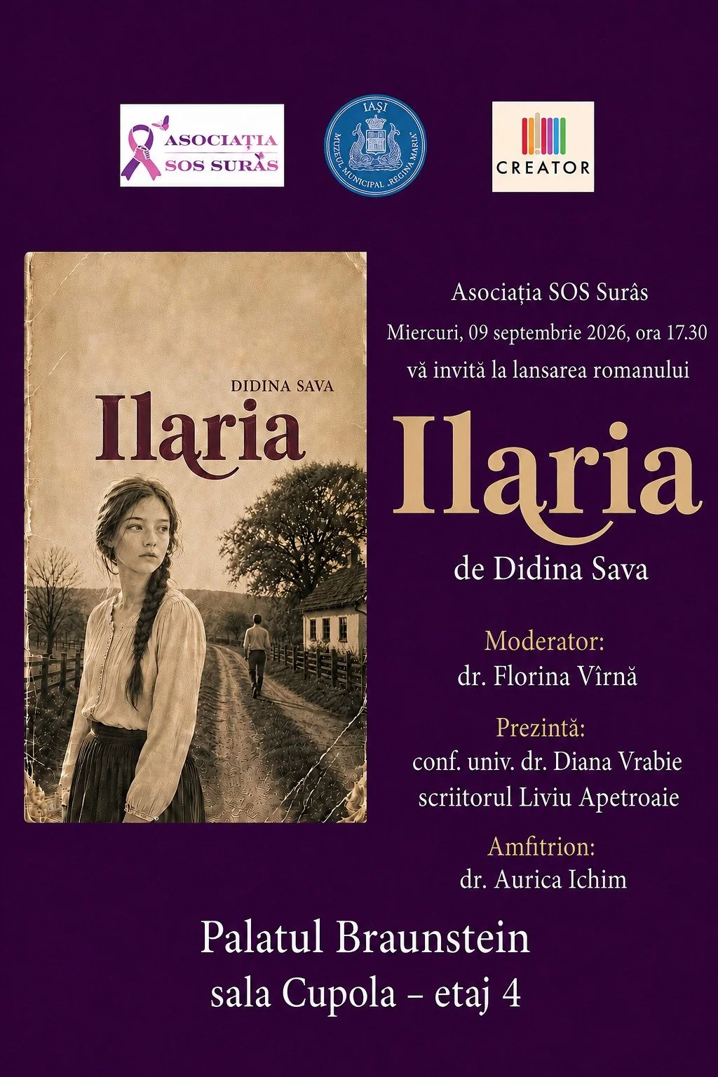 Lansarea cărții „Ilaria”, semnată de Didina Sava, în 9 septembrie