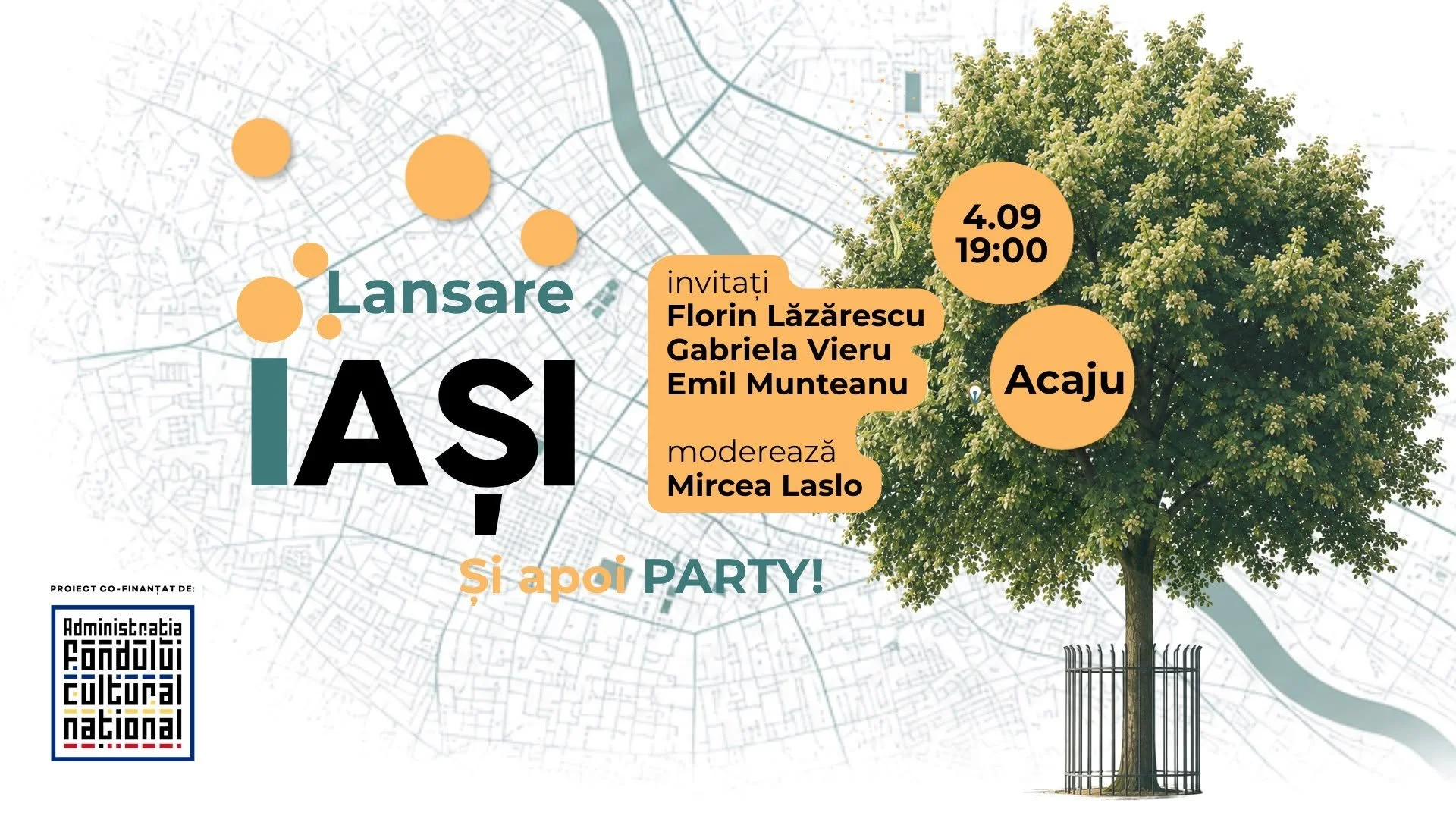 Lansarea proiectului „Harta literară” la Iași, 4 septembrie, la Acaju Cafe