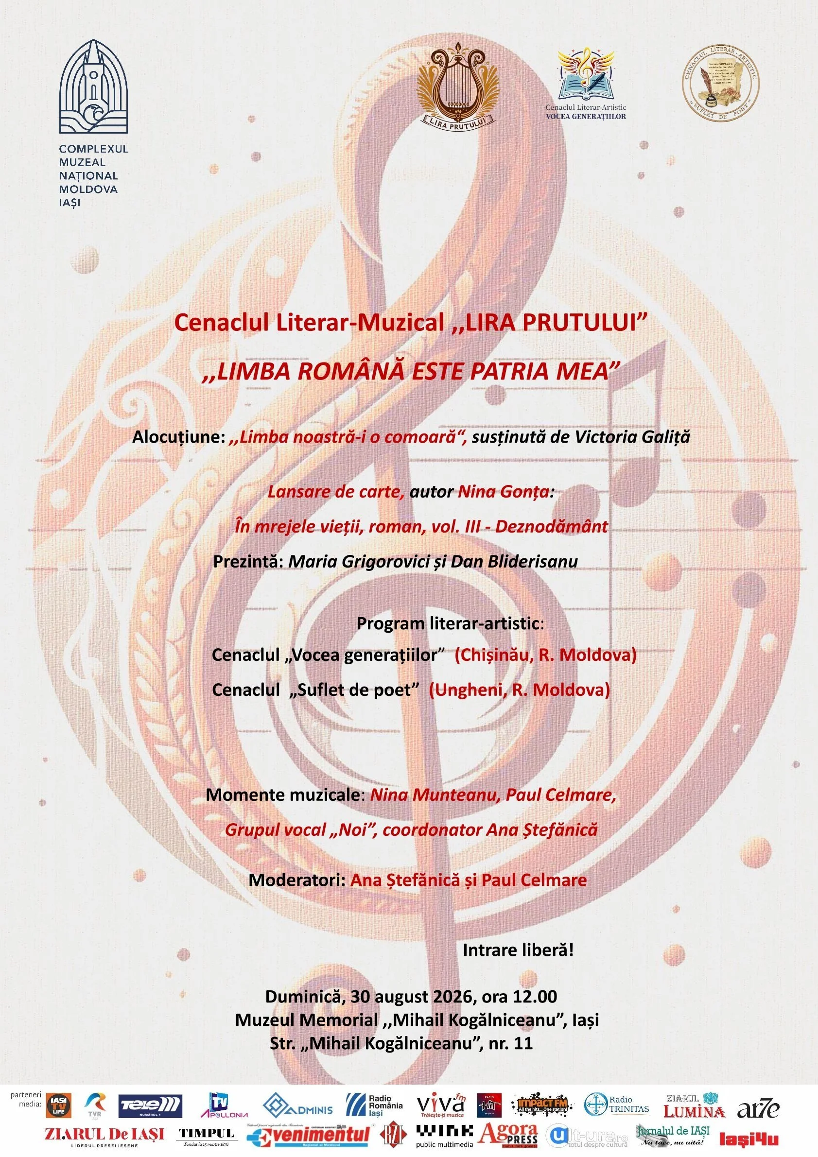 „Limba română este patria mea”, eveniment cultural la Muzeul Memorial „Kogălniceanu”