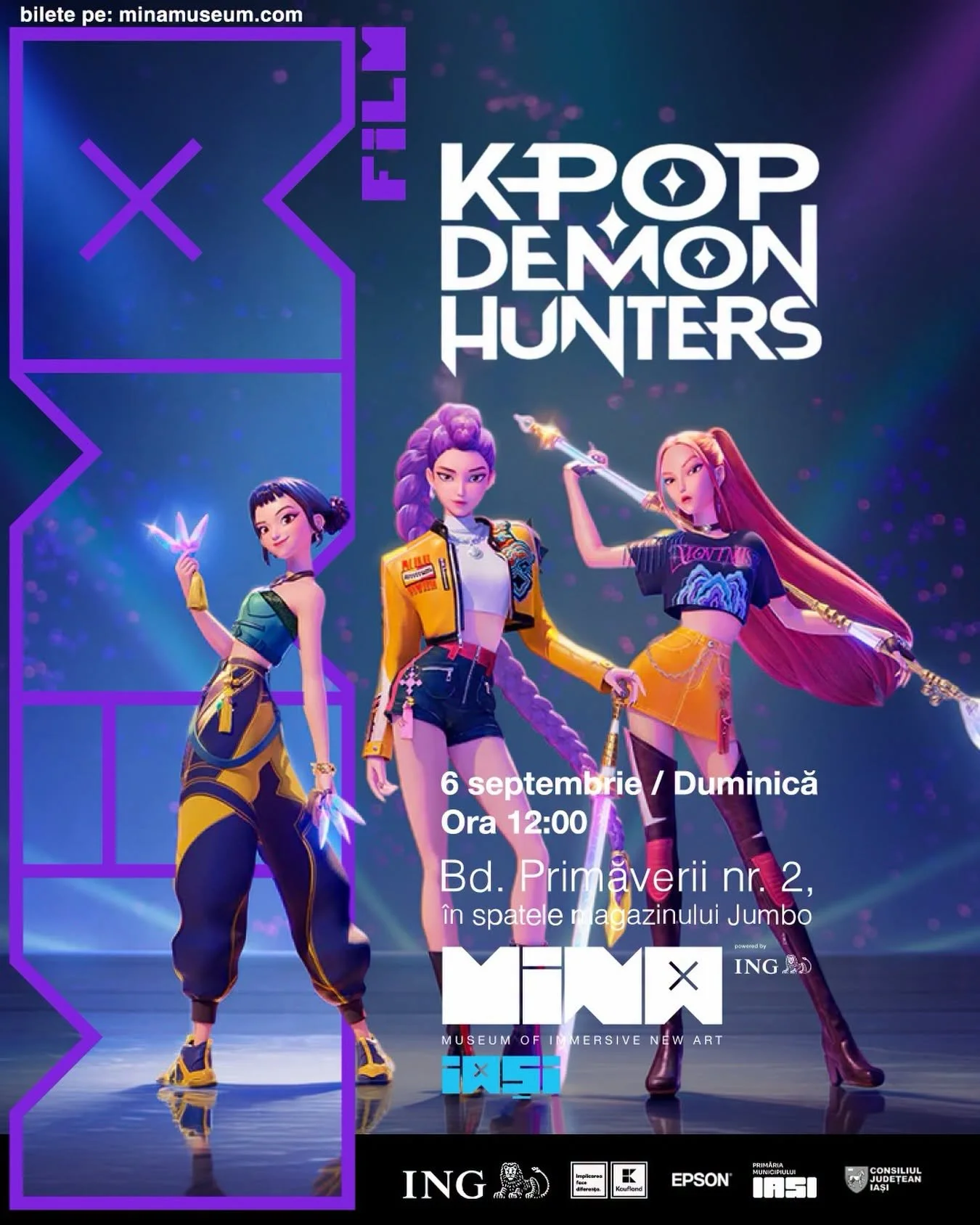 „K-Pop: Demon Hunters”, proiecție de film la MINA Iași, în 6 septembrie