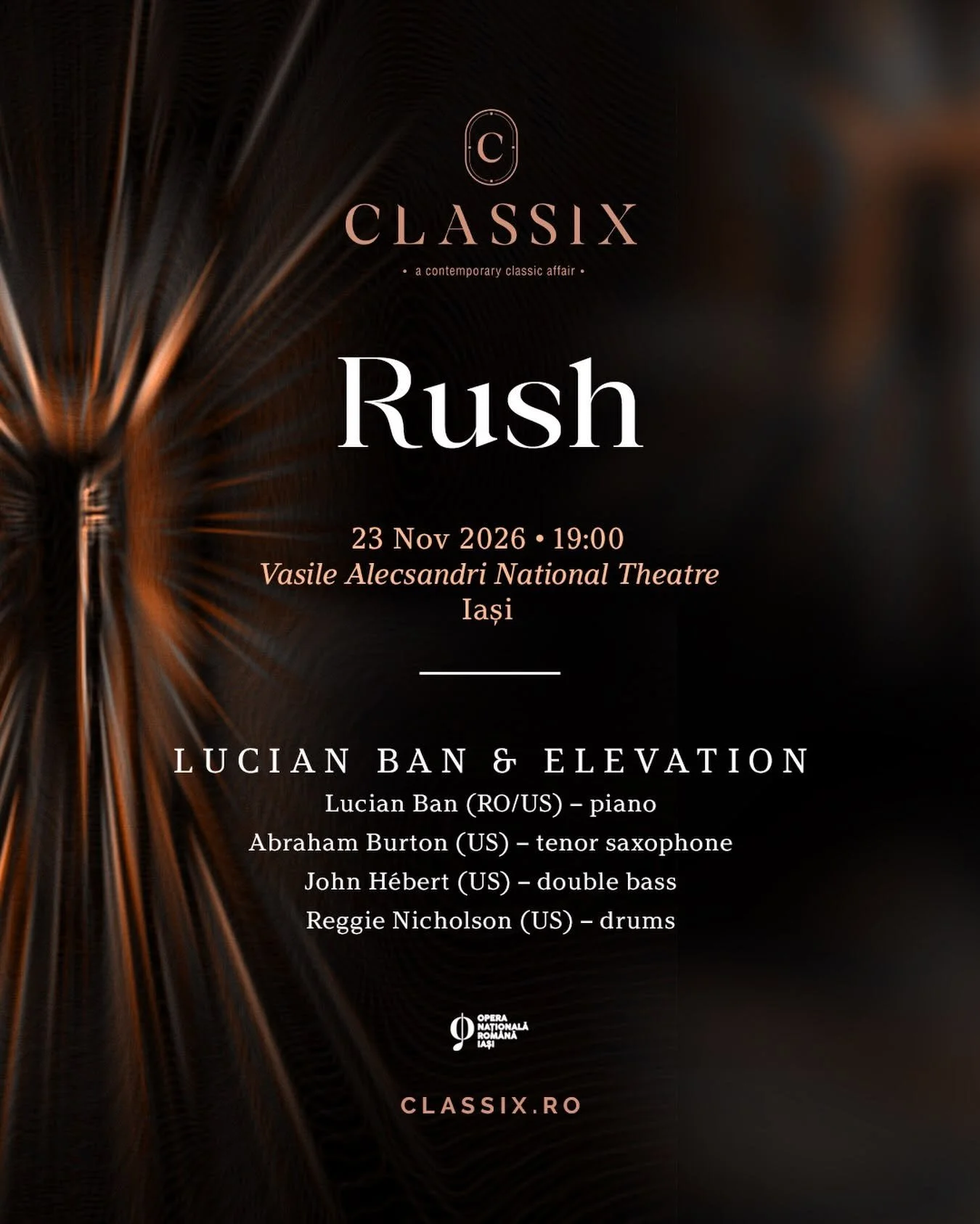 Concert cu Lucian Ban &amp; Elevation: „Rush” by Classix, în 23 noiembrie