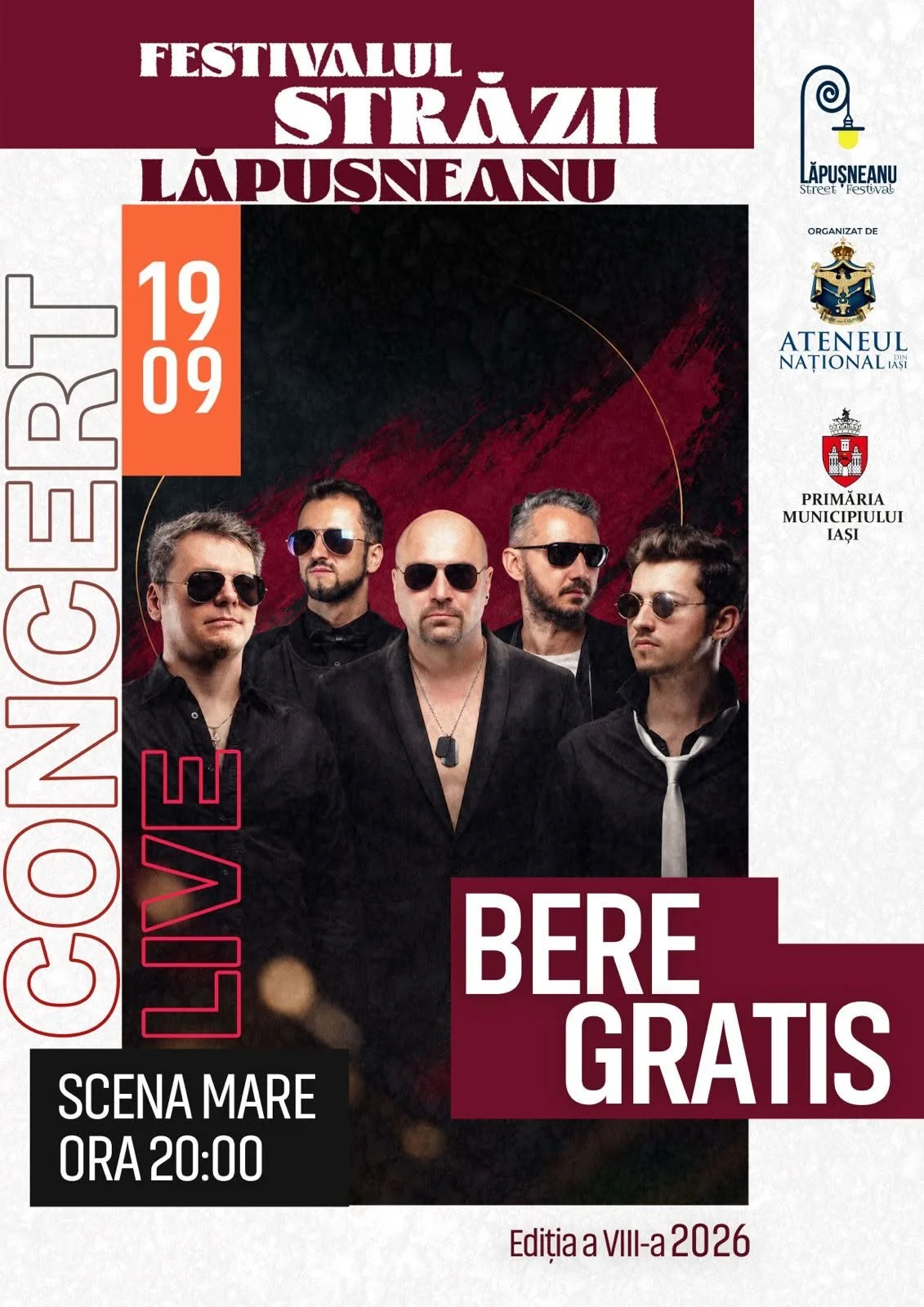 Concert live cu Bere Gratis în cadrul Festivalului Străzii Lăpușneanu, 19 septembrie