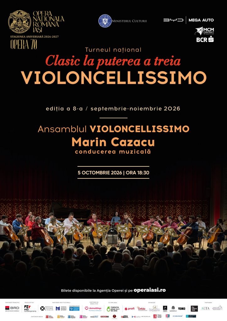 „Clasic la puterea a treia” cu Ansamblul Violoncellissimo, la ONRI, în 5 octombrie