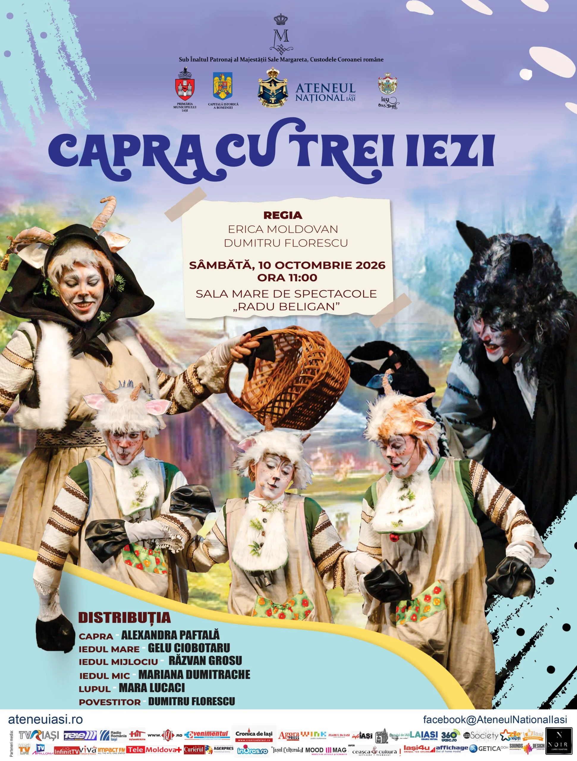 Teatru pentru copii: „Capra cu trei iezi”, în 10 octombrie la Ateneul Național din Iași