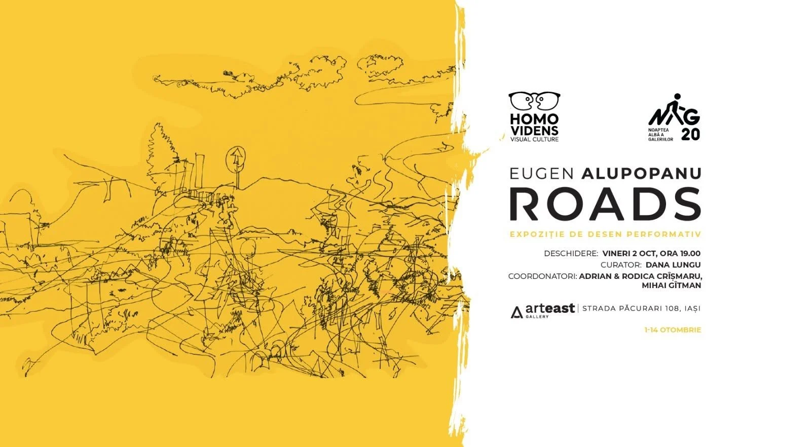 „Roads”, e expoziție de desen performativ semnată de Eugen Alupopanu, 1-14 octombrie