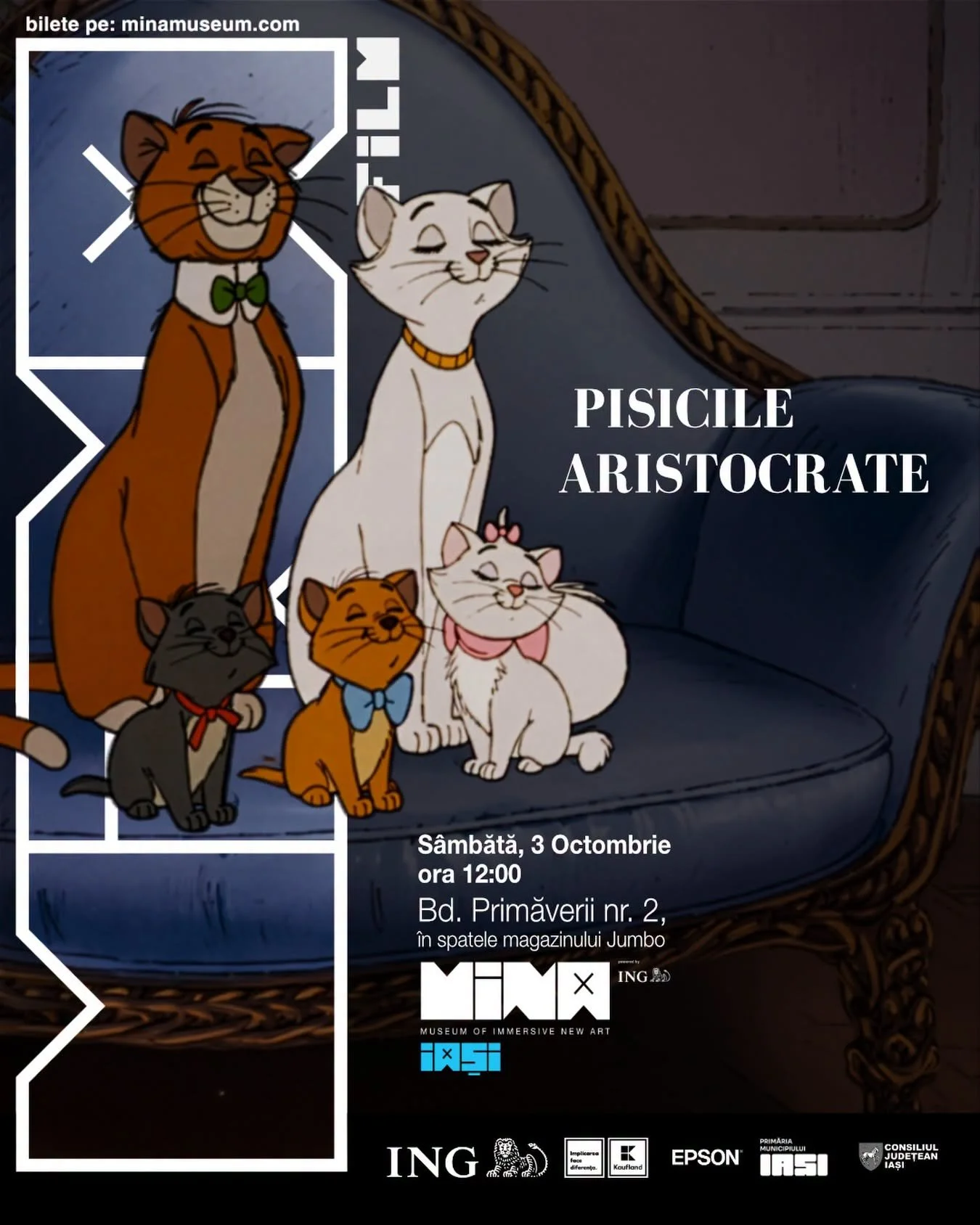 „Pisicile aristocrate”, proiecție de film la MINA Iași, în 3 octombrie 