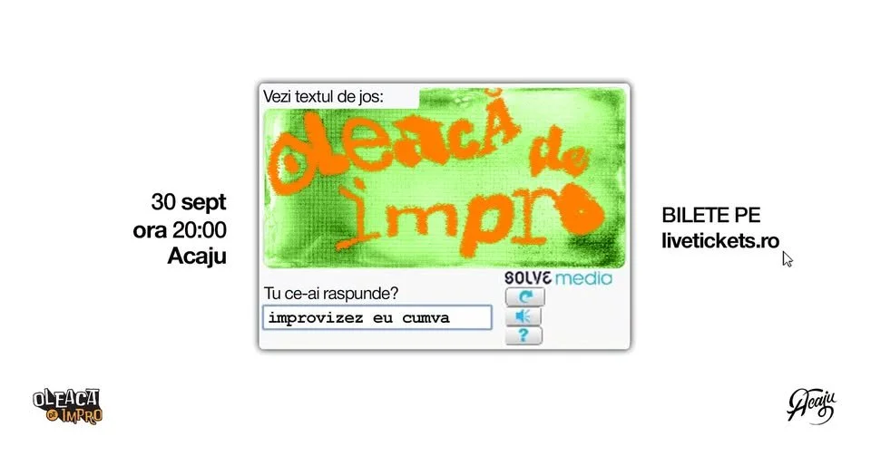 Oleacă de Impro la Acaju Cafe, în 30 septembrie