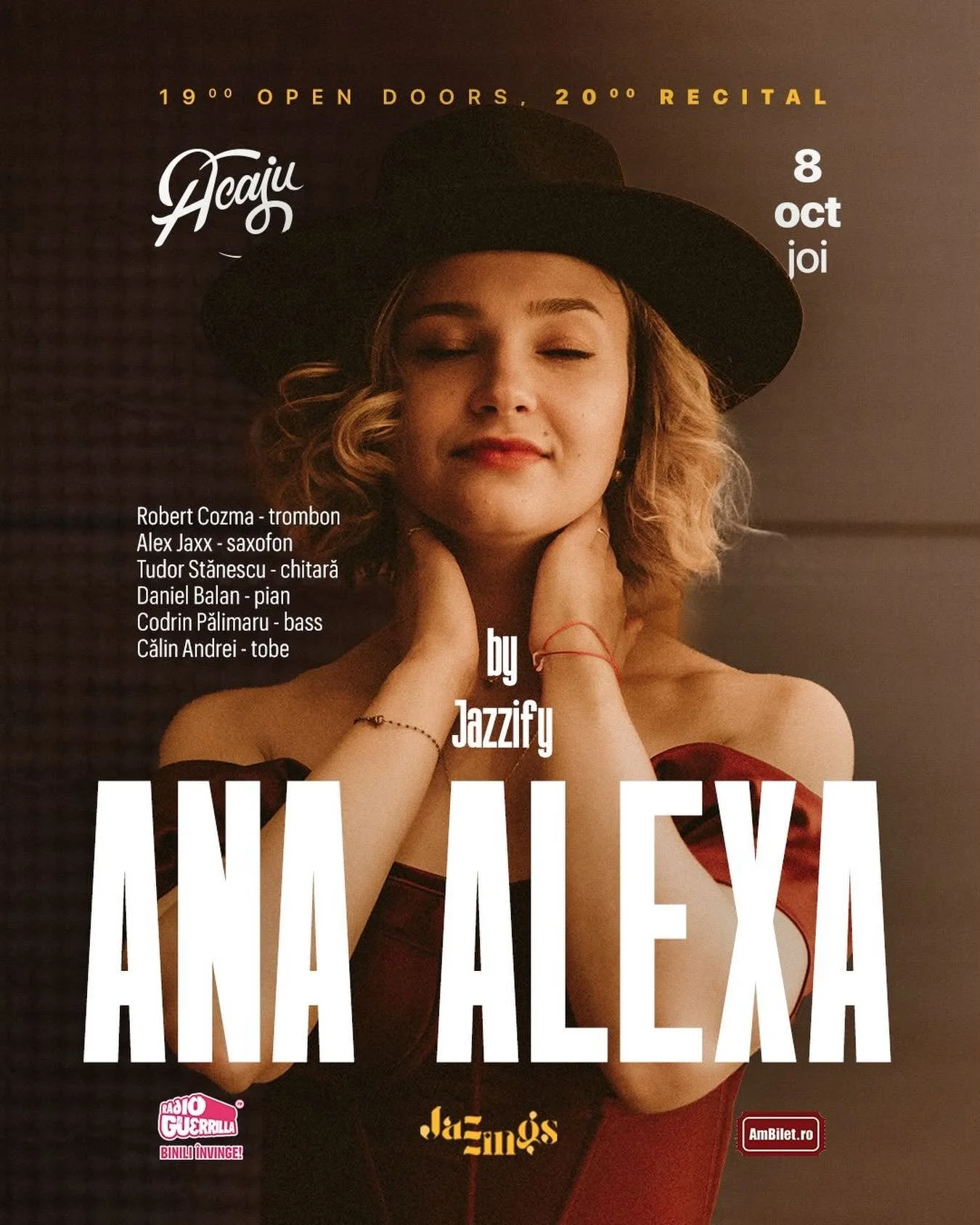 Ana Alexa în concert la Acaju Cafe, în 8 octombrie