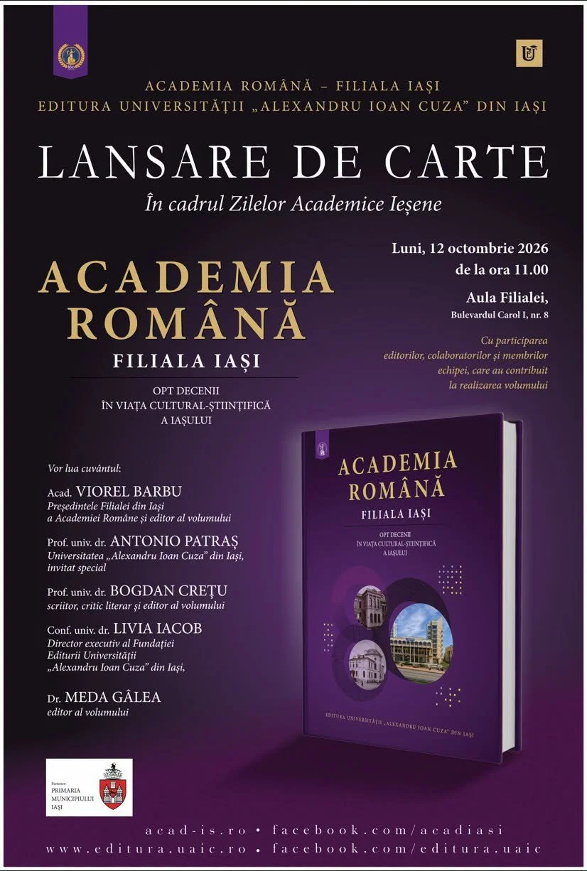 Lansare de carte aniversară la Academia Română - Filiala Iași
