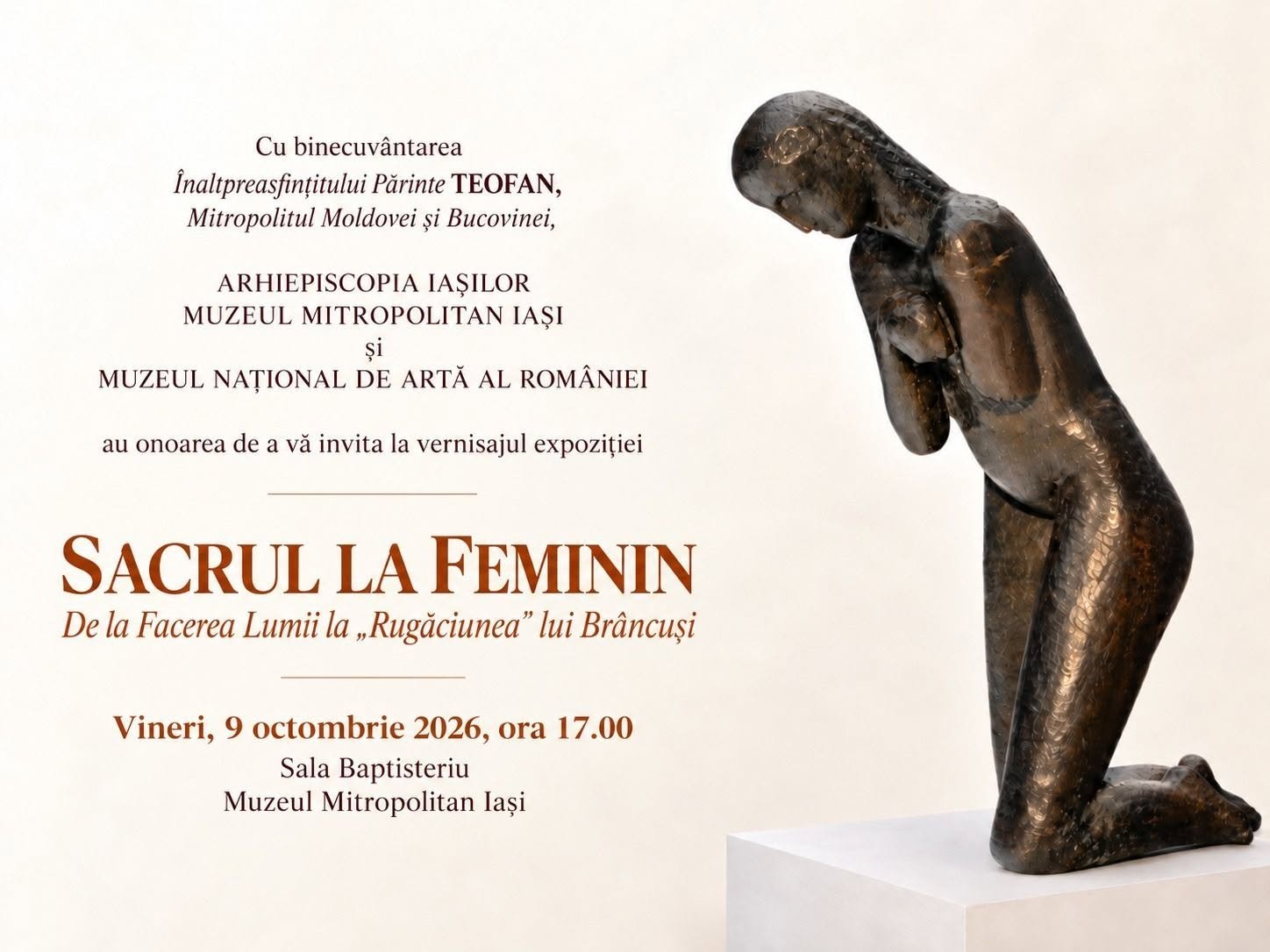 „Sacrul la feminin”, expoziție deschisă între 9 și 30 octombrie la Muzeul Mitropolitan