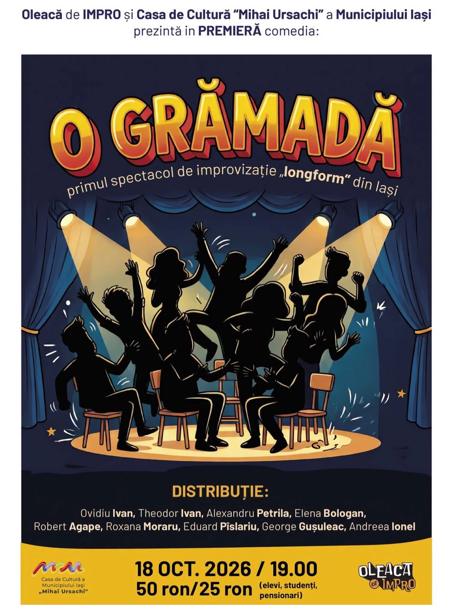 O GRĂMADĂ - primul spectacol de improvizație „longform” din Iași, cu Oleacă de Impro. Premiera: 18 octombrie