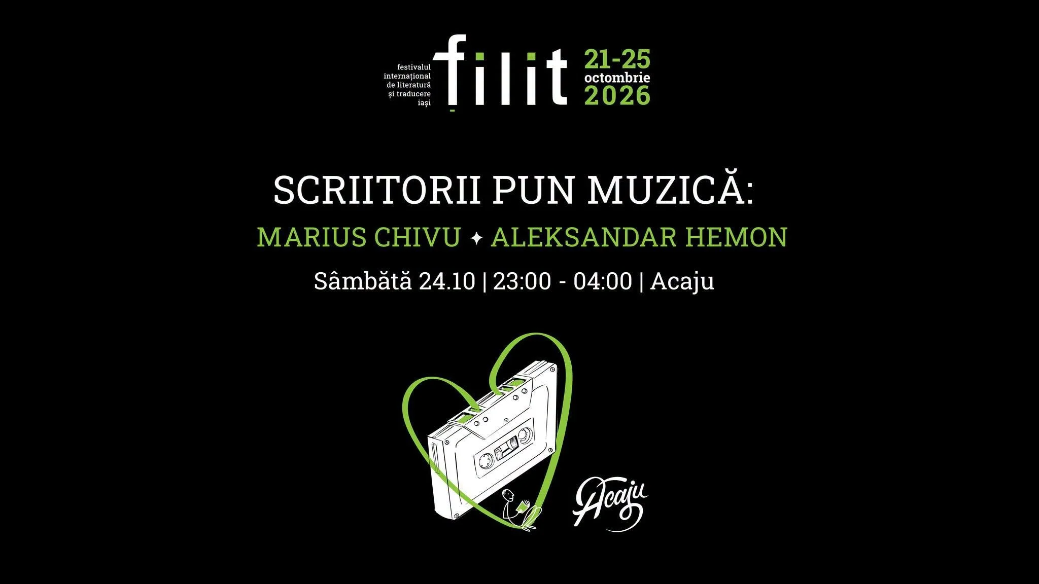 Scriitori pun muzică: Marius Chivu și Aleksandar Hemon la Acaju