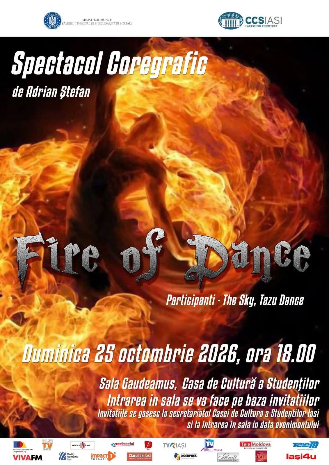 „Fire of Dance”, un spectacol coregrafic de Adrian Ștefan, cu The Sky și Tazu Dance