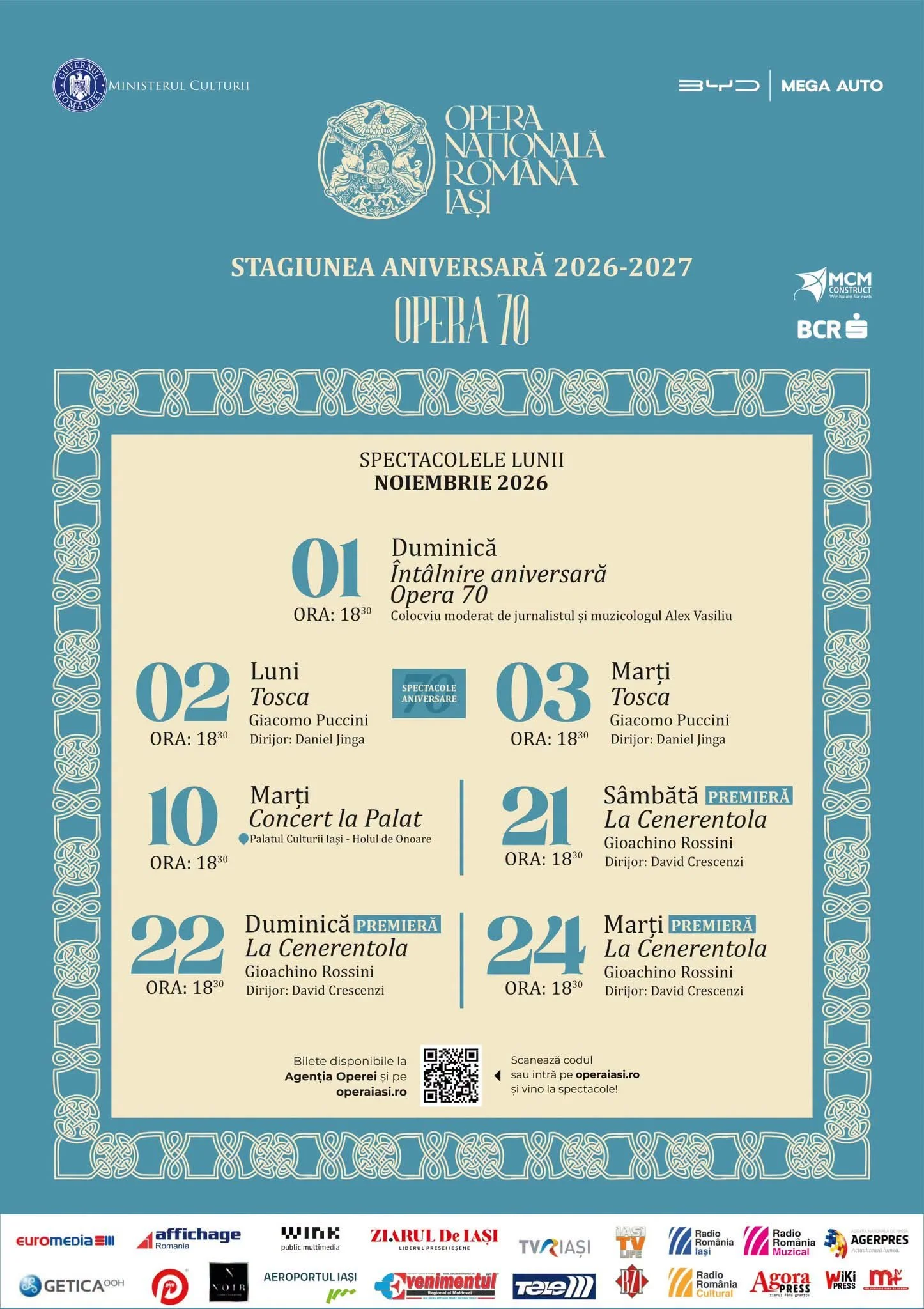 70 de ani de Operă la Iași - spectacolele lunii noiembrie