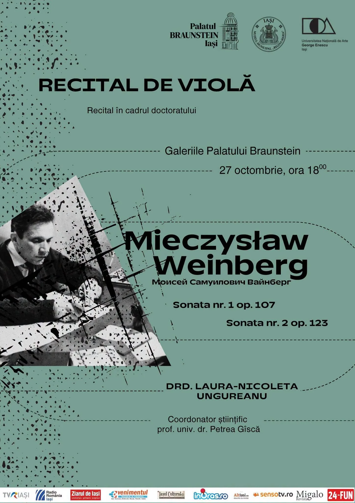 Recital de violă în Galeriile Palatului Braunstein în 27 octombrie