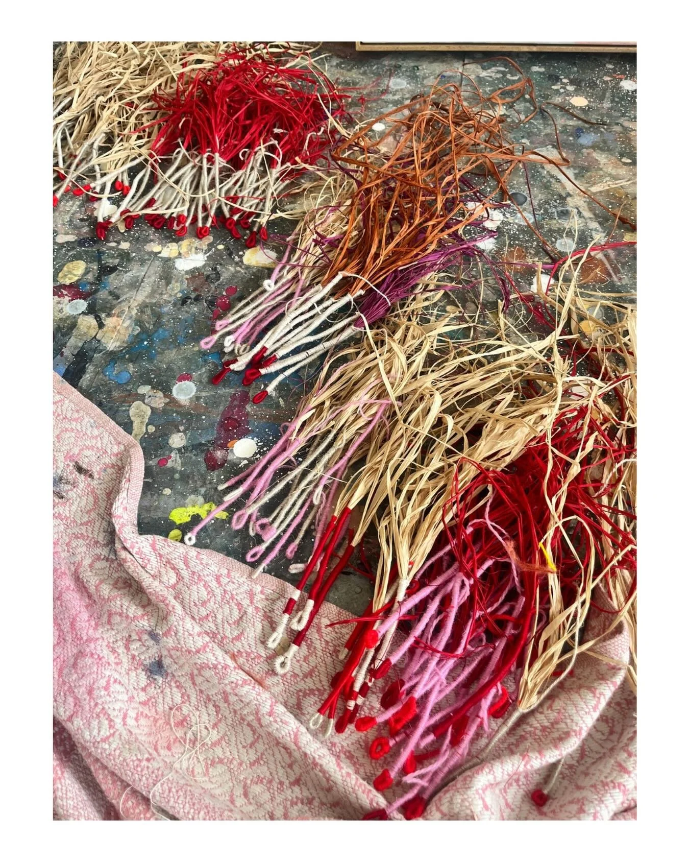 Busy making these elements- perfect for working in the garden in this heat. Now to work out how to attach them to my new big hanging.