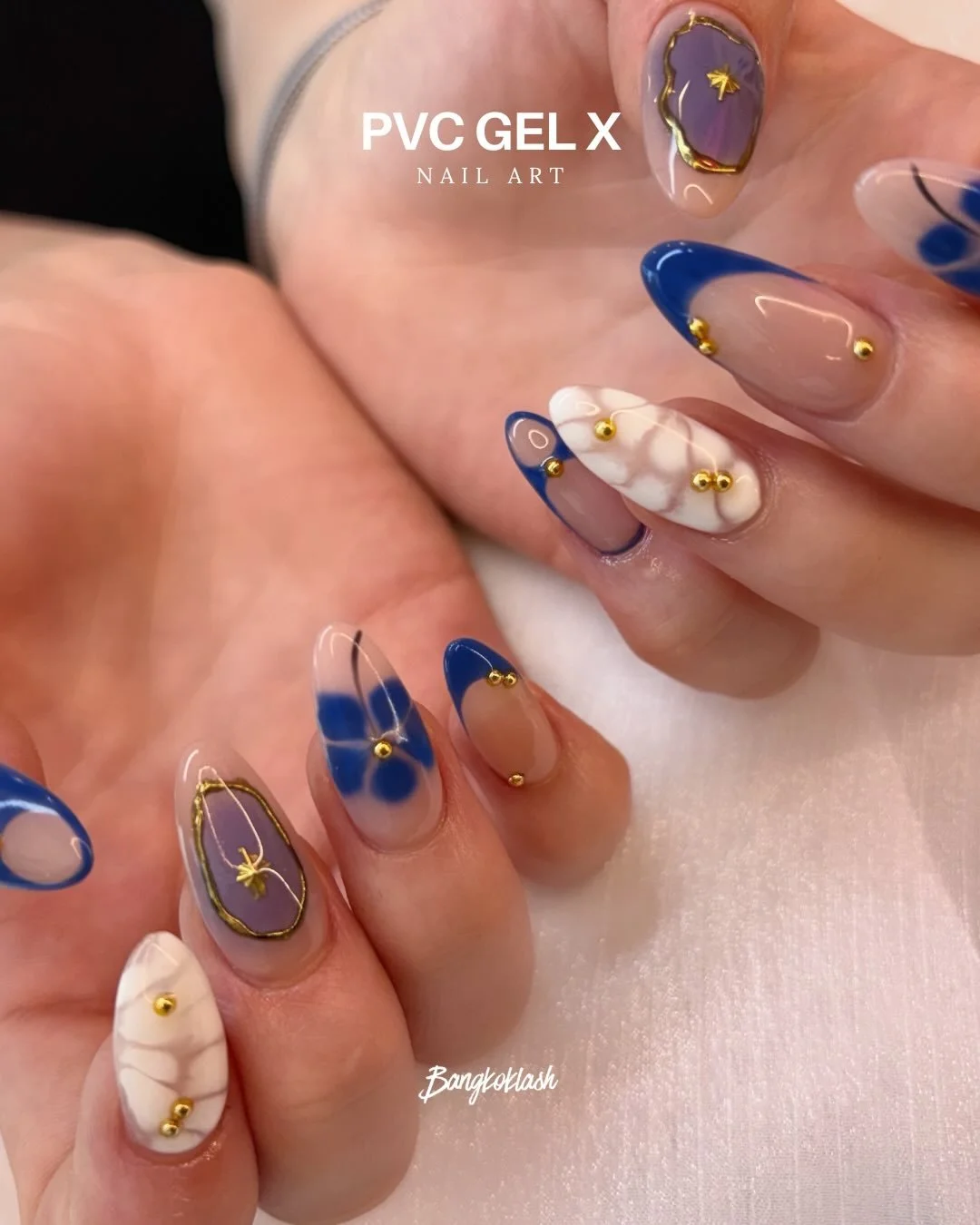 Nail Art 💅🏻✨ @nails.bangkoklash 
Soft blue tones with marble details and gold accents✨

Perfect for every occasions 🙌🏼

#nails #bangkoknails #nailsbangkok #ทำเล็บ